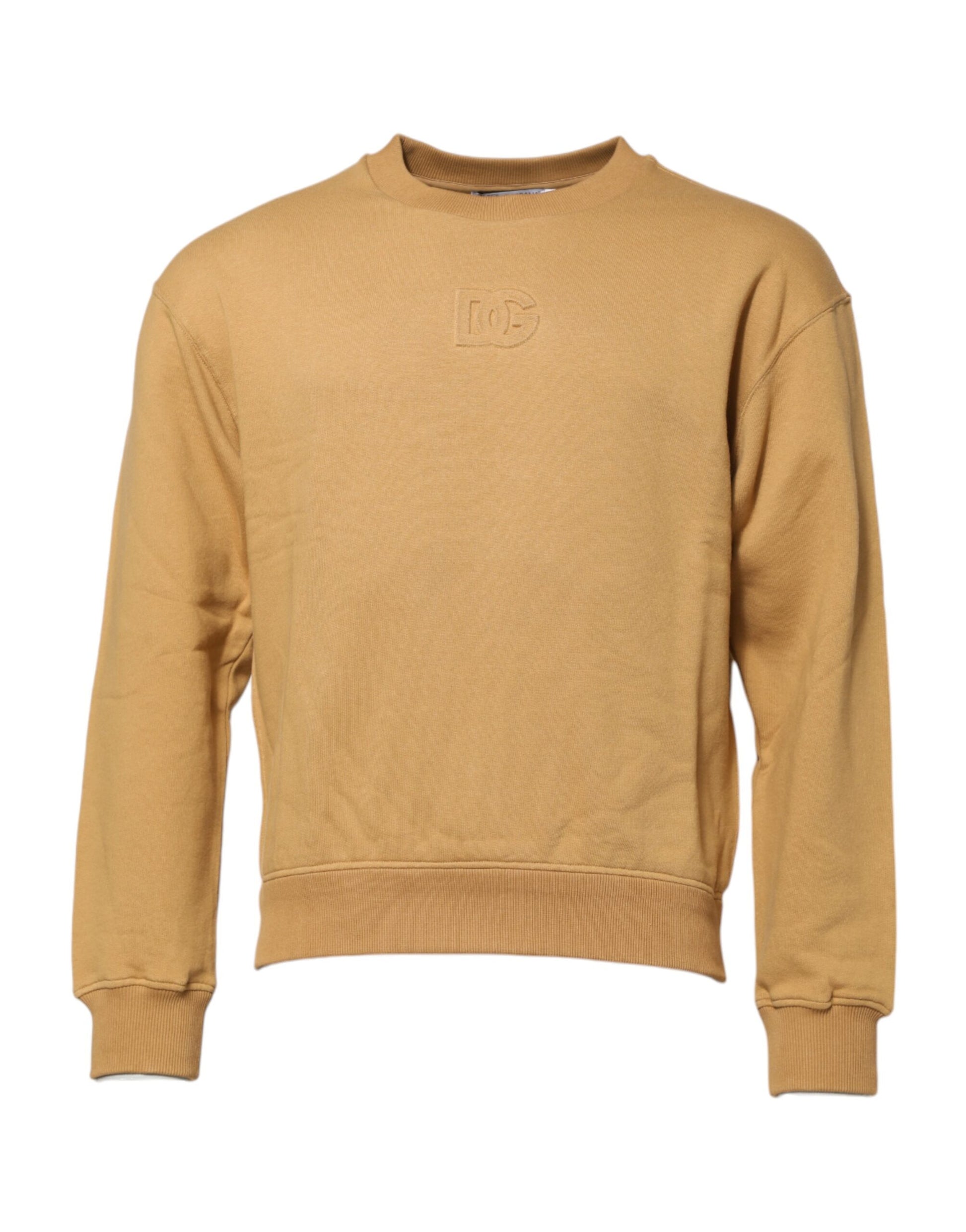 Dolce & Gabbana Senfgelber Pullover aus Baumwolle mit DG-Prägung