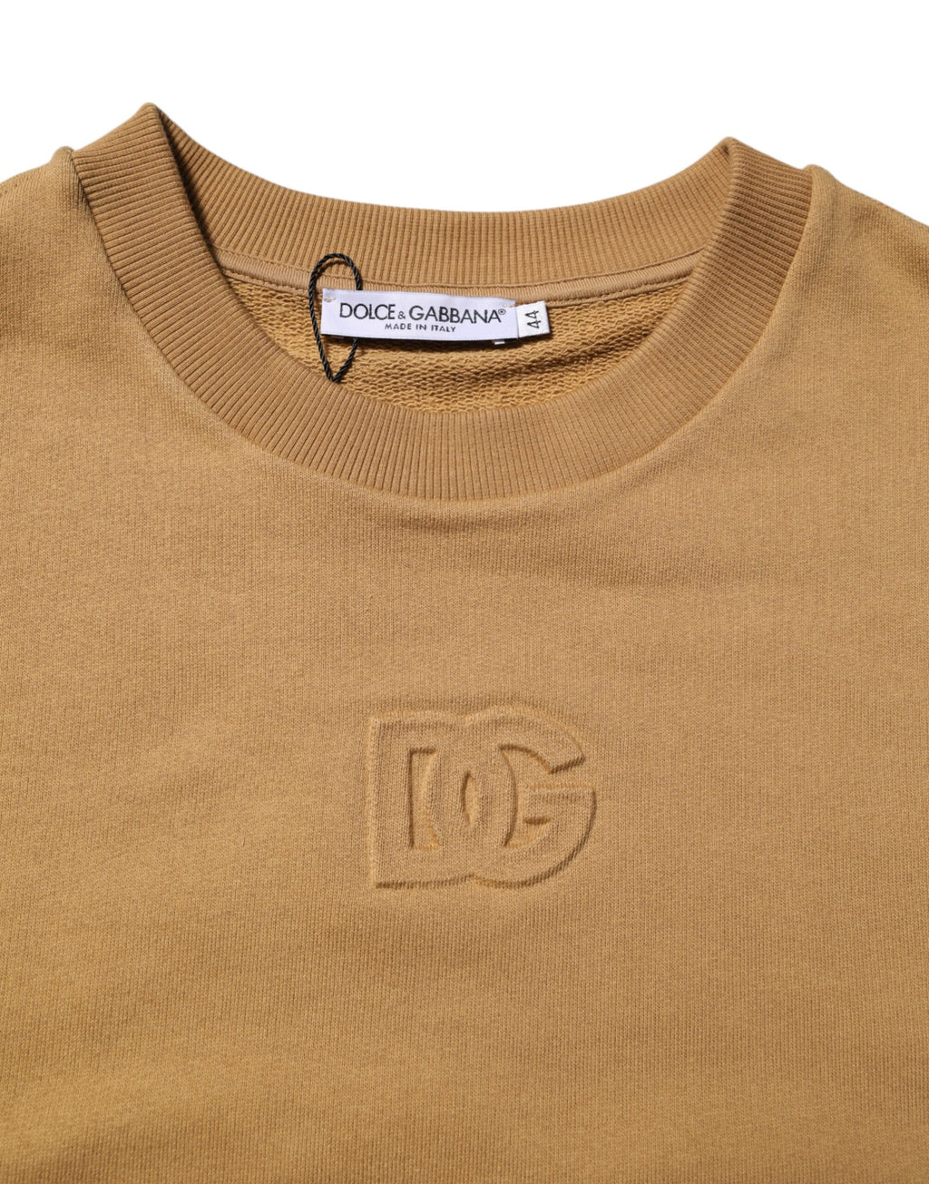 Dolce & Gabbana Senfgelber Pullover aus Baumwolle mit DG-Prägung