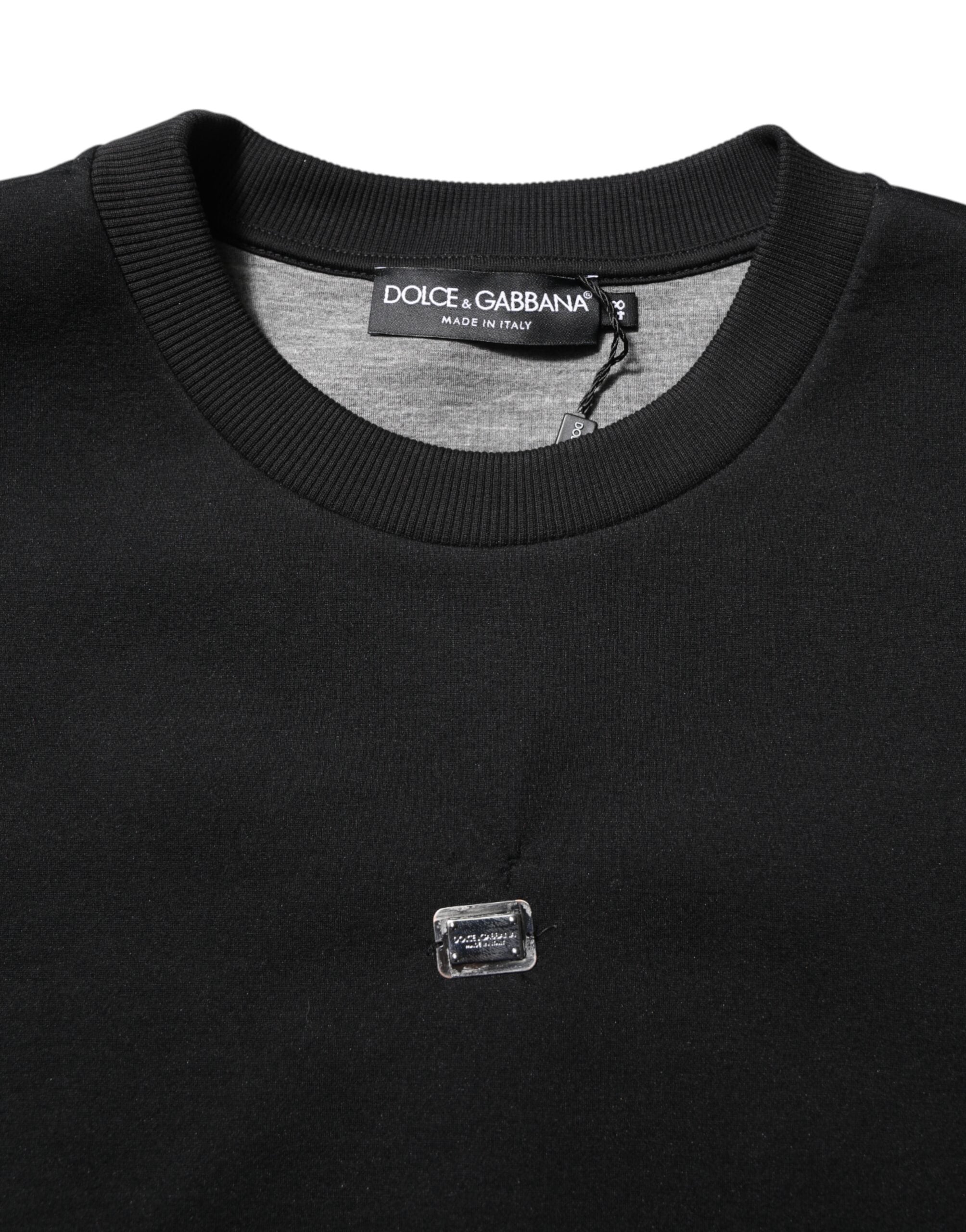 Dolce & Gabbana Schwarzer Modal DG Logo Plaque Pullover