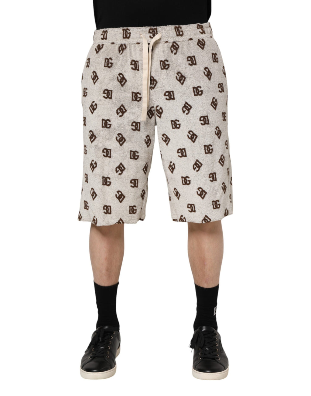 Dolce & Gabbana Weiße Baumwolle DG Mania Print Männer Bermuda Shorts