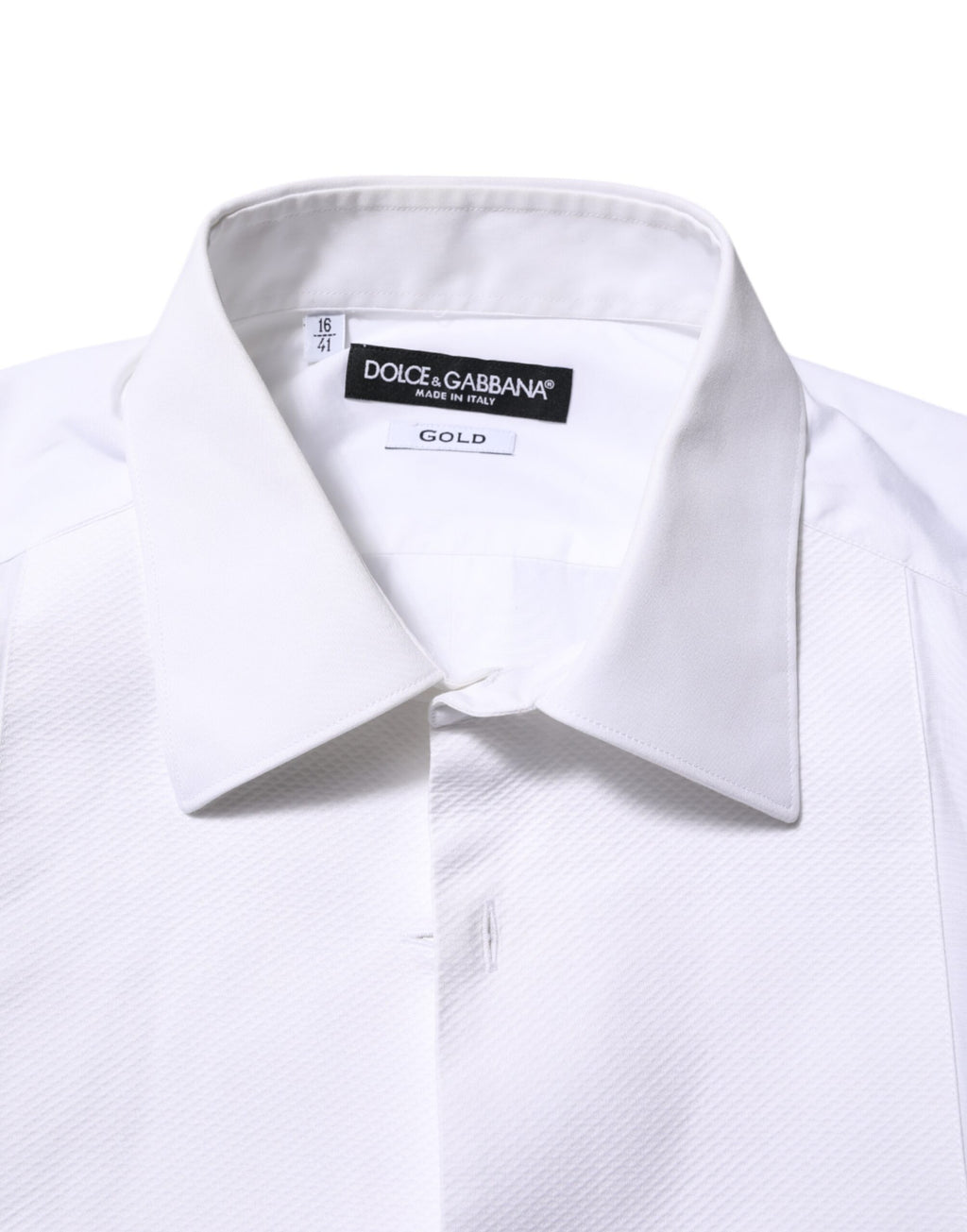 Dolce & Gabbana Weißes Lätzchen Baumwolle Popline GOLD Herren Hemd Formal