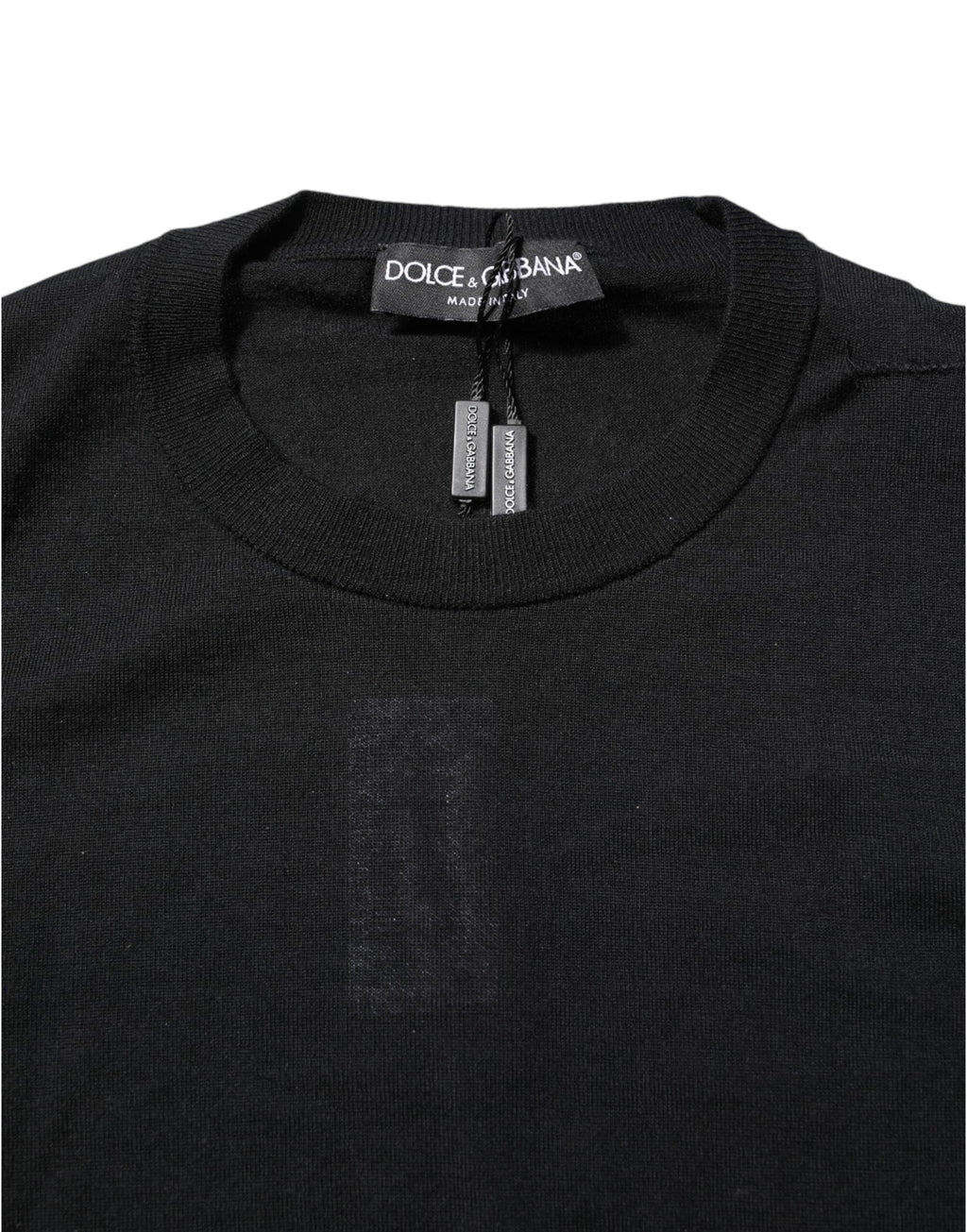 Dolce & Gabbana Schwarzes Kaschmir-T-Shirt mit Rundhalsausschnitt und langen Ärmeln