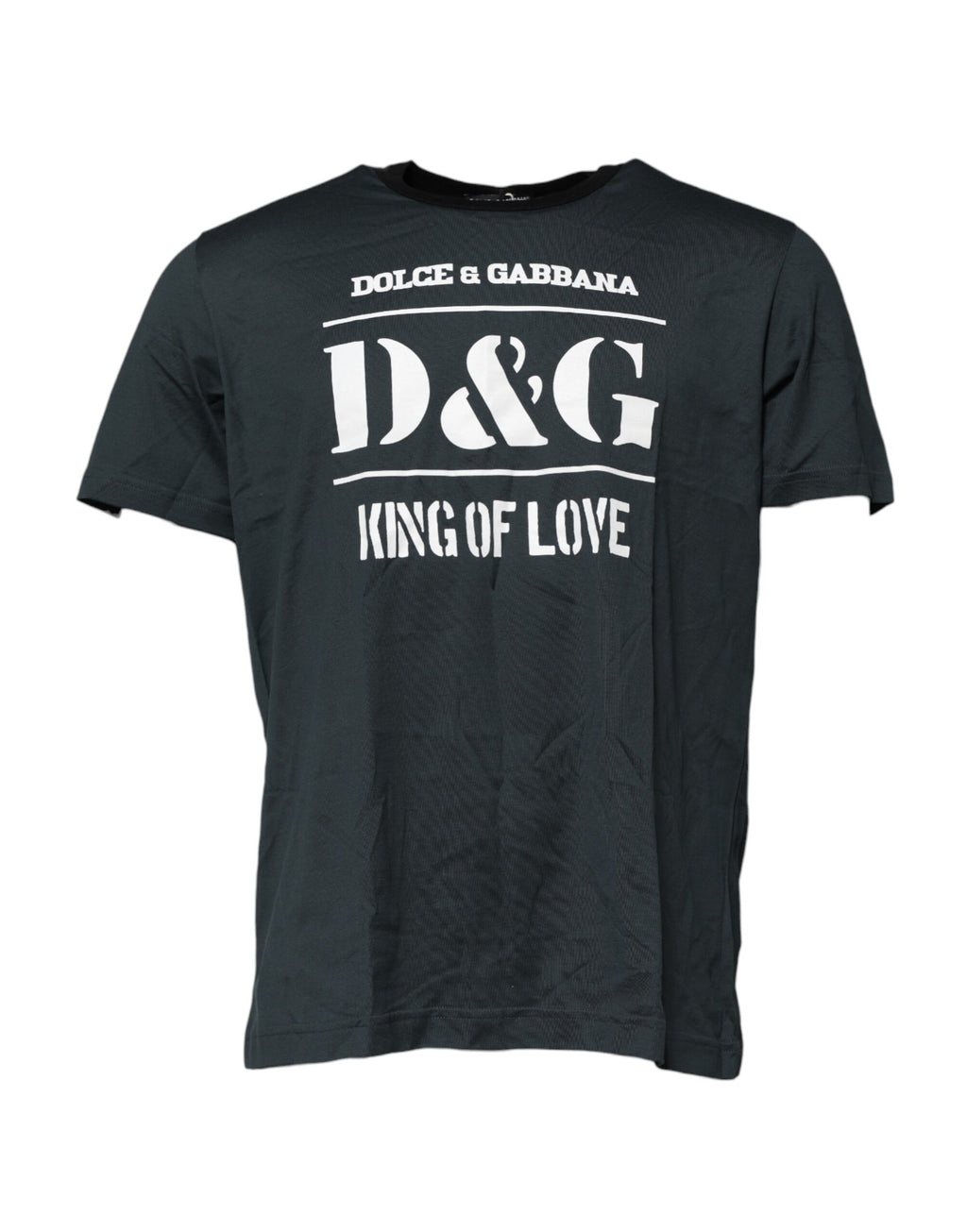 Dolce & Gabbana Schwarzes T-Shirt mit bedruckten kurzen Ärmeln aus Baumwolle