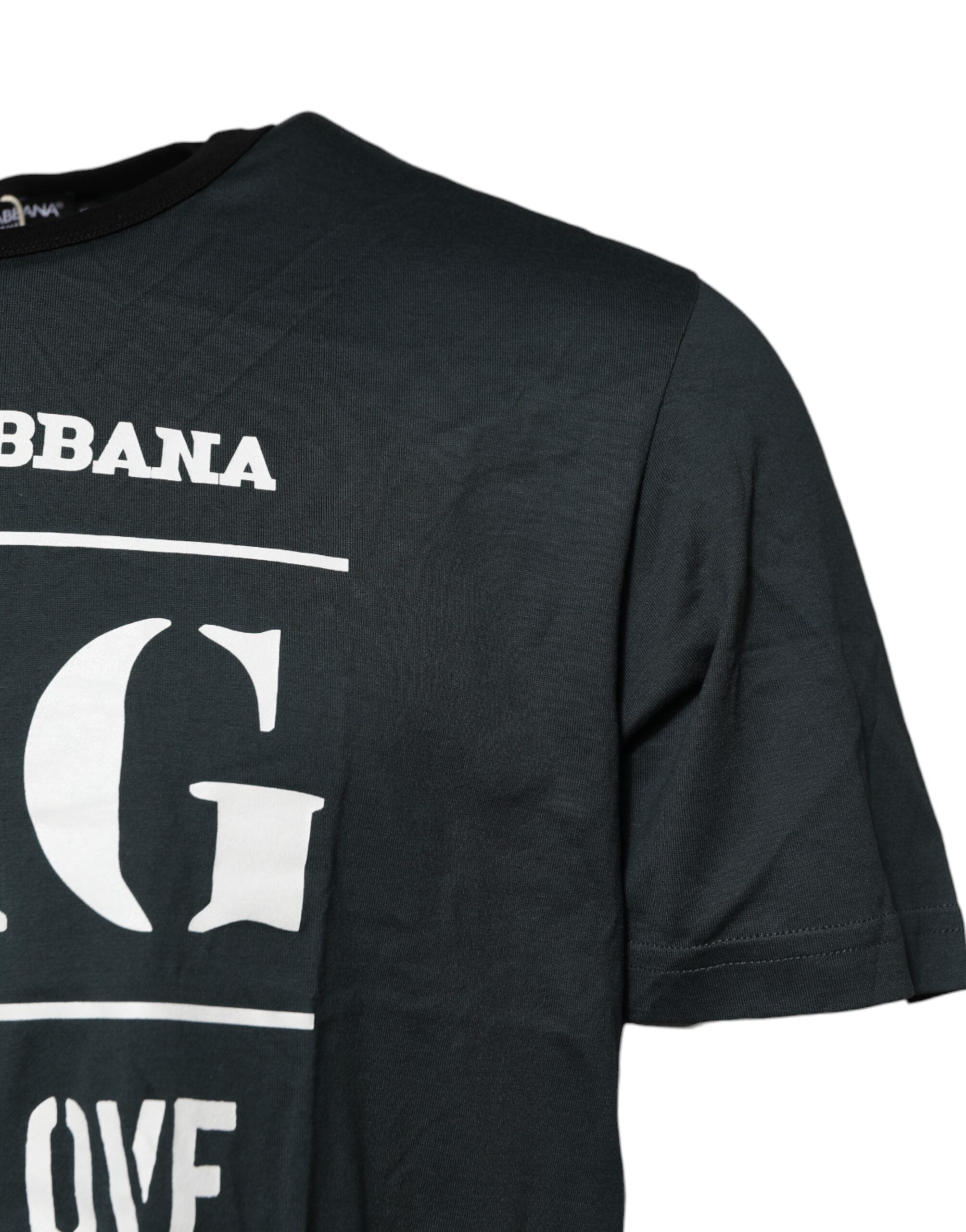 Dolce & Gabbana Schwarzes T-Shirt mit bedruckten kurzen Ärmeln aus Baumwolle