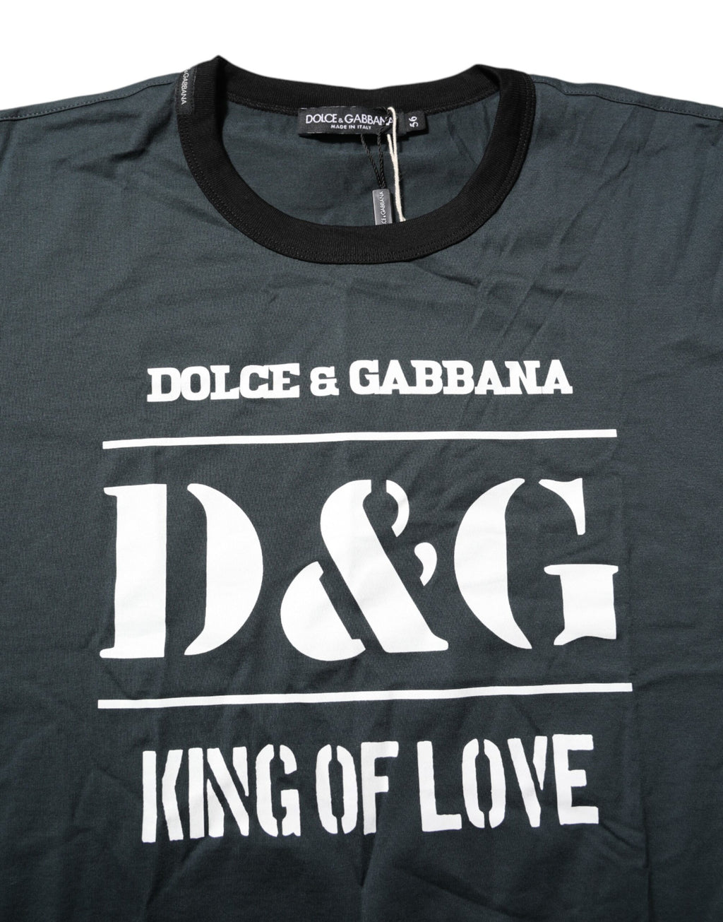 Dolce & Gabbana Schwarzes T-Shirt mit bedruckten kurzen Ärmeln aus Baumwolle