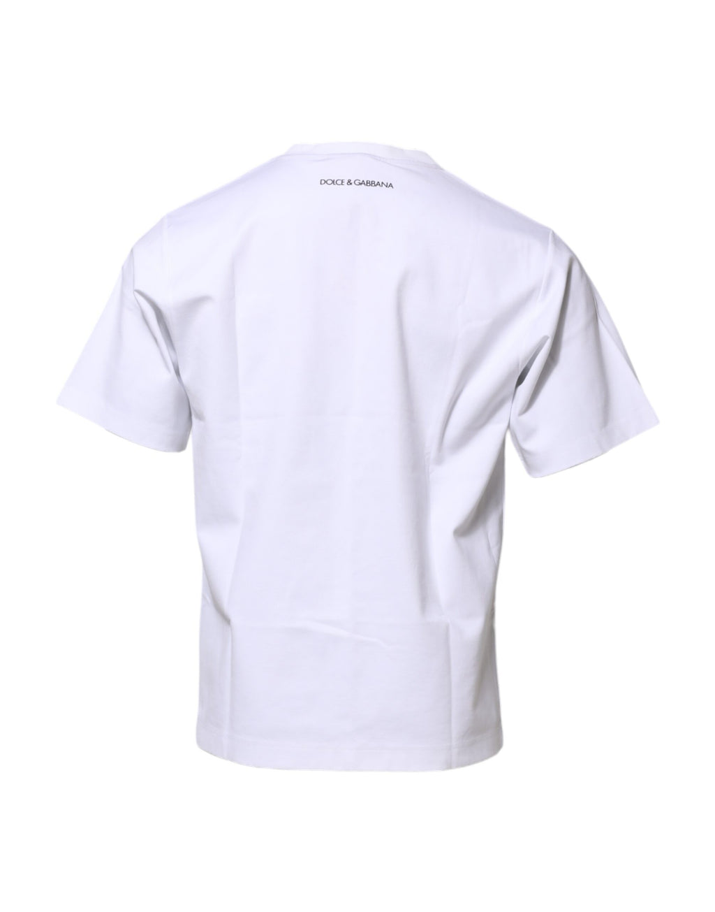 Dolce & Gabbana Weißes T-Shirt mit Rundhalsausschnitt aus Baumwolle und Grafikdruck