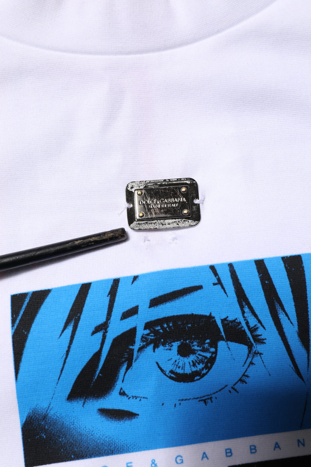 Dolce & Gabbana Weißes T-Shirt mit Rundhalsausschnitt aus Baumwolle und Grafikdruck