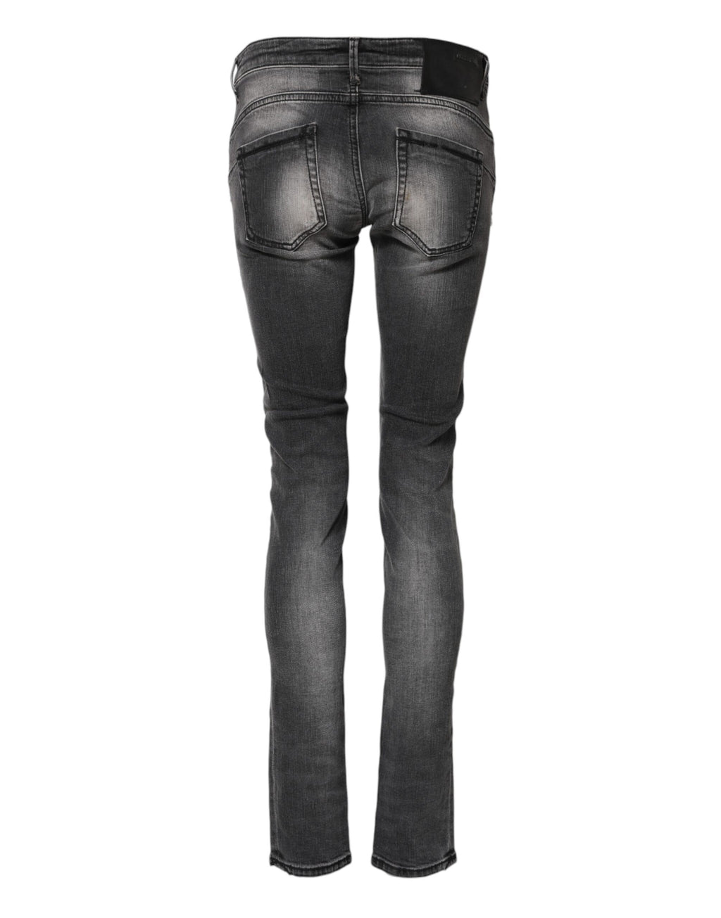 Acht Dunkelgraue Slim Fit Denim-Jeans aus Baumwolle mit niedriger Taille