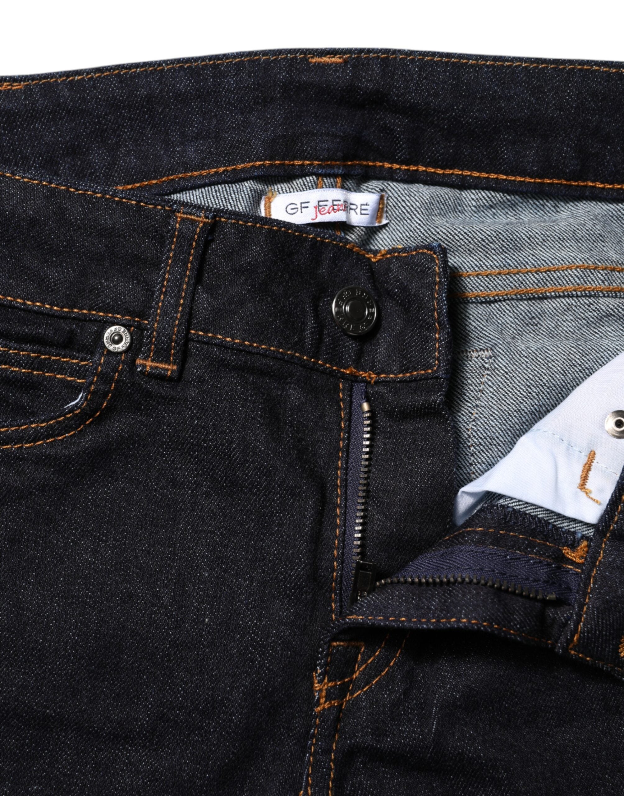 GF Ferre Dunkelblaue Skinny Denim-Jeans mit mittlerer Taille aus Baumwolle
