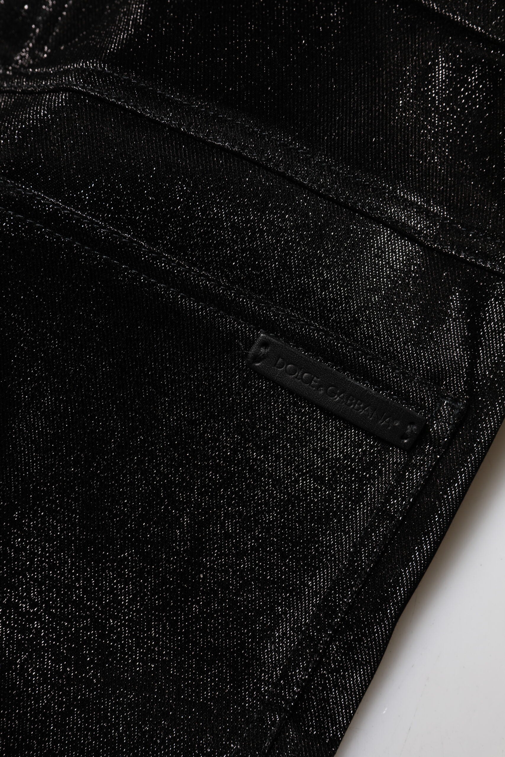 Dolce & Gabbana Schwarze Baumwoll-Stretch-Hose mit silbernem Lurexfaden
