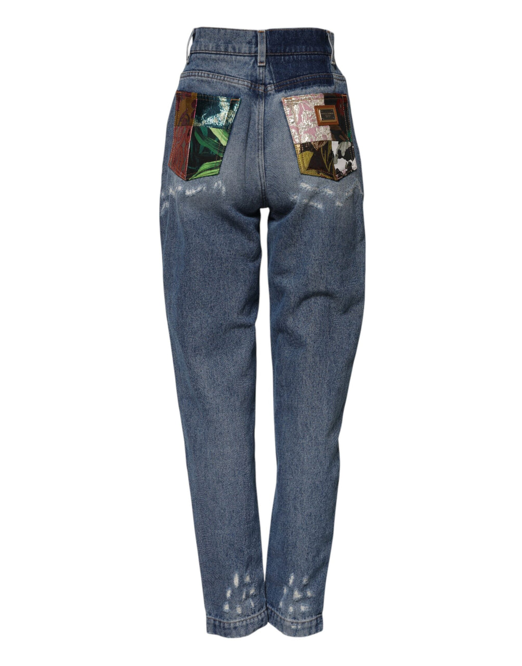 Dolce & Gabbana Blauwe Katoenen Gerafelde High Waist Spijkerbroek