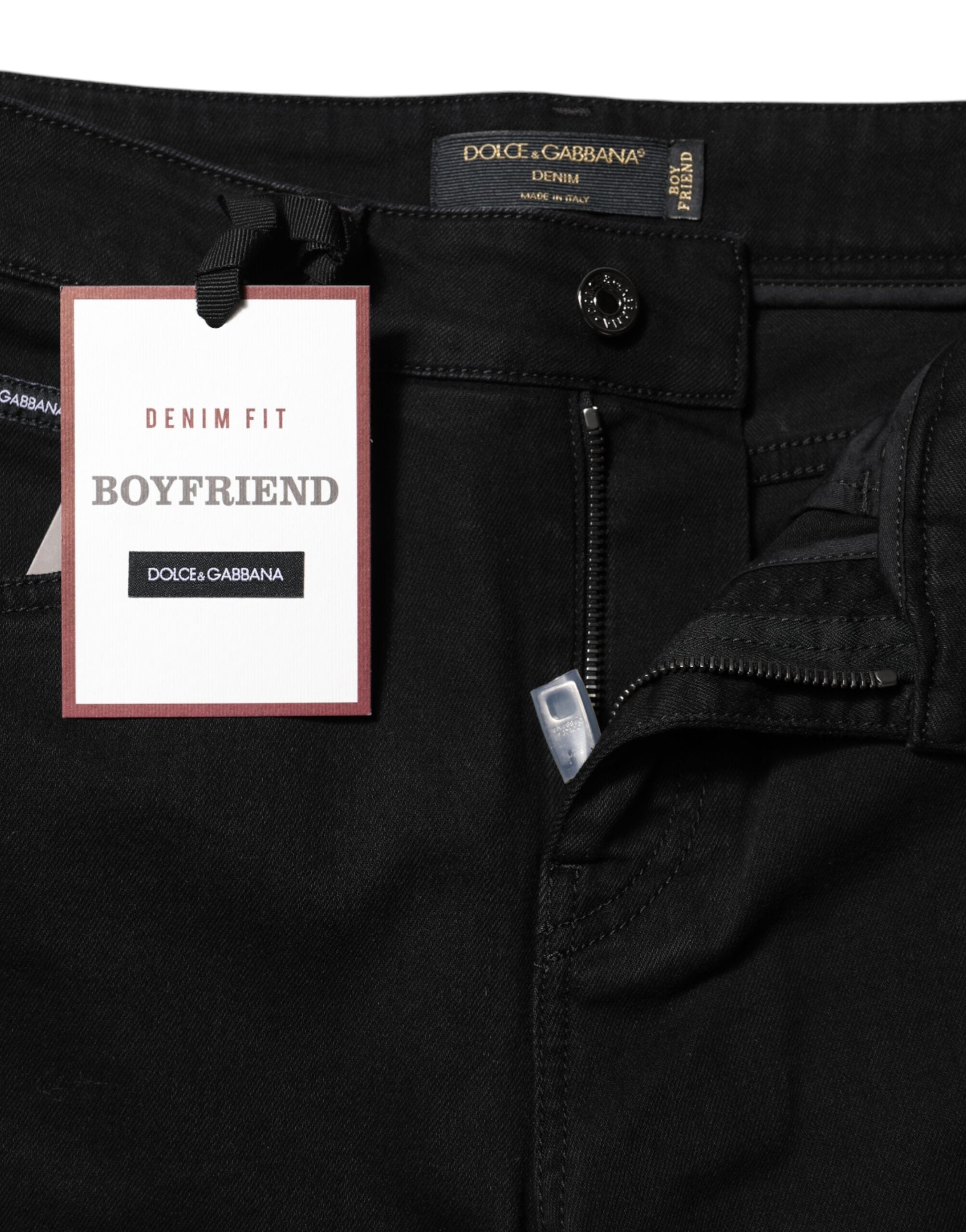 Dolce & Gabbana Schwarze Boyfriend Denim-Jeans aus Baumwolle mit mittlerer Taille