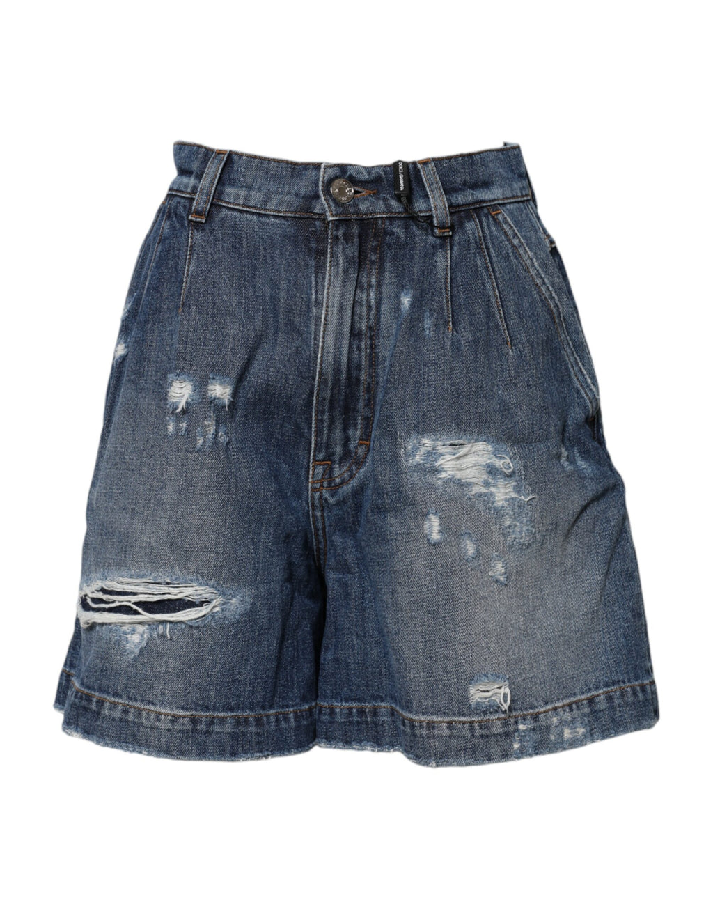 Dolce & Gabbana Blauwe Katoenen Gerafelde Denim Bermudashorts