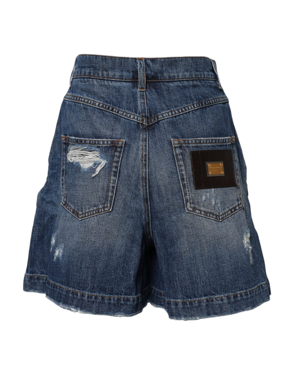 Dolce & Gabbana Blauwe Katoenen Gerafelde Denim Bermudashorts