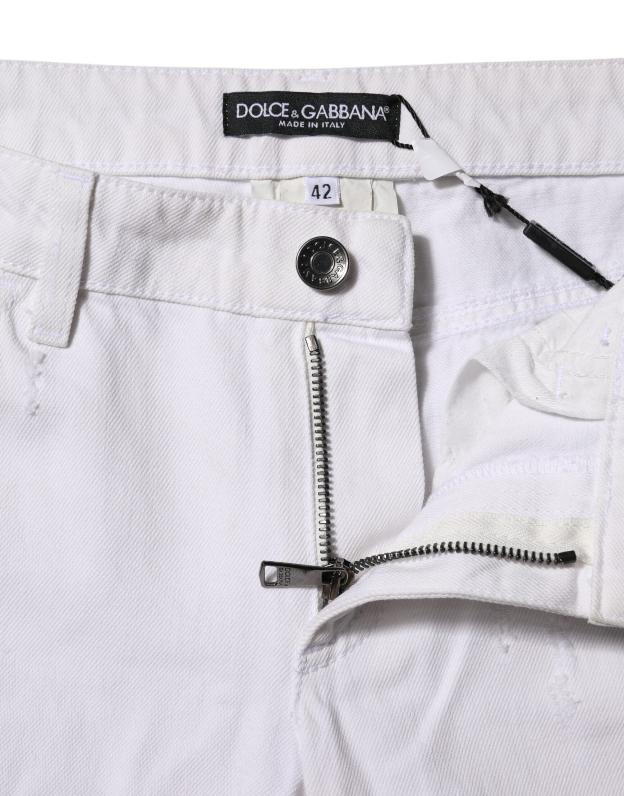 Dolce & Gabbana Weiße Denim-Jeans mit mittlerer Taille aus Baumwolle für Frauen