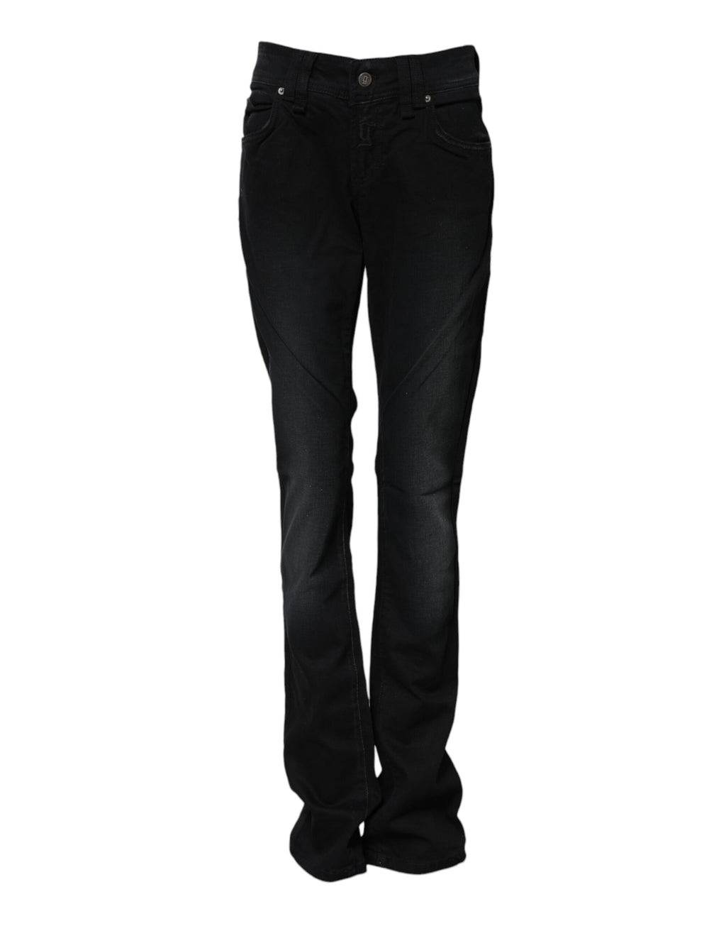 John Galliano Schwarze Baumwoll-Denim-Jeans mit mittlerer Taille und konischem Schnitt