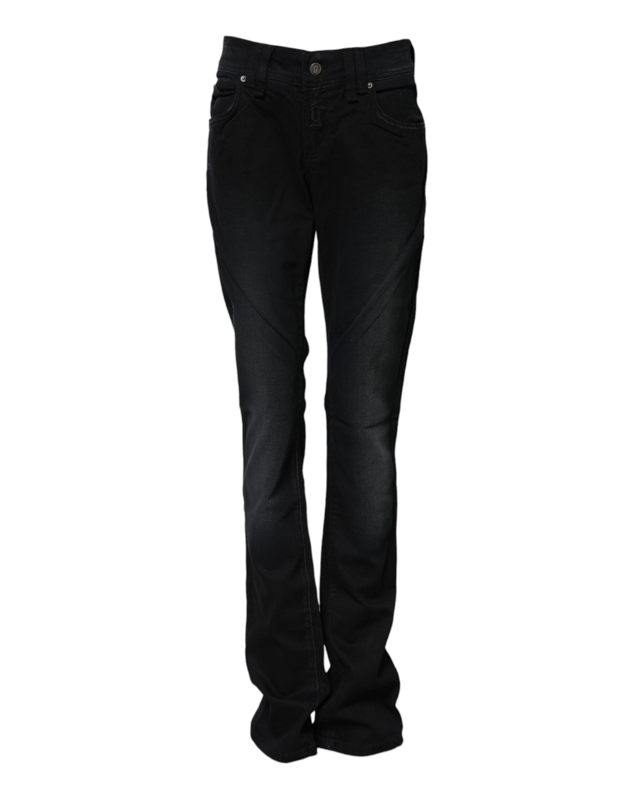 John Galliano Schwarze Baumwoll-Denim-Jeans mit mittlerer Taille und konischem Schnitt
