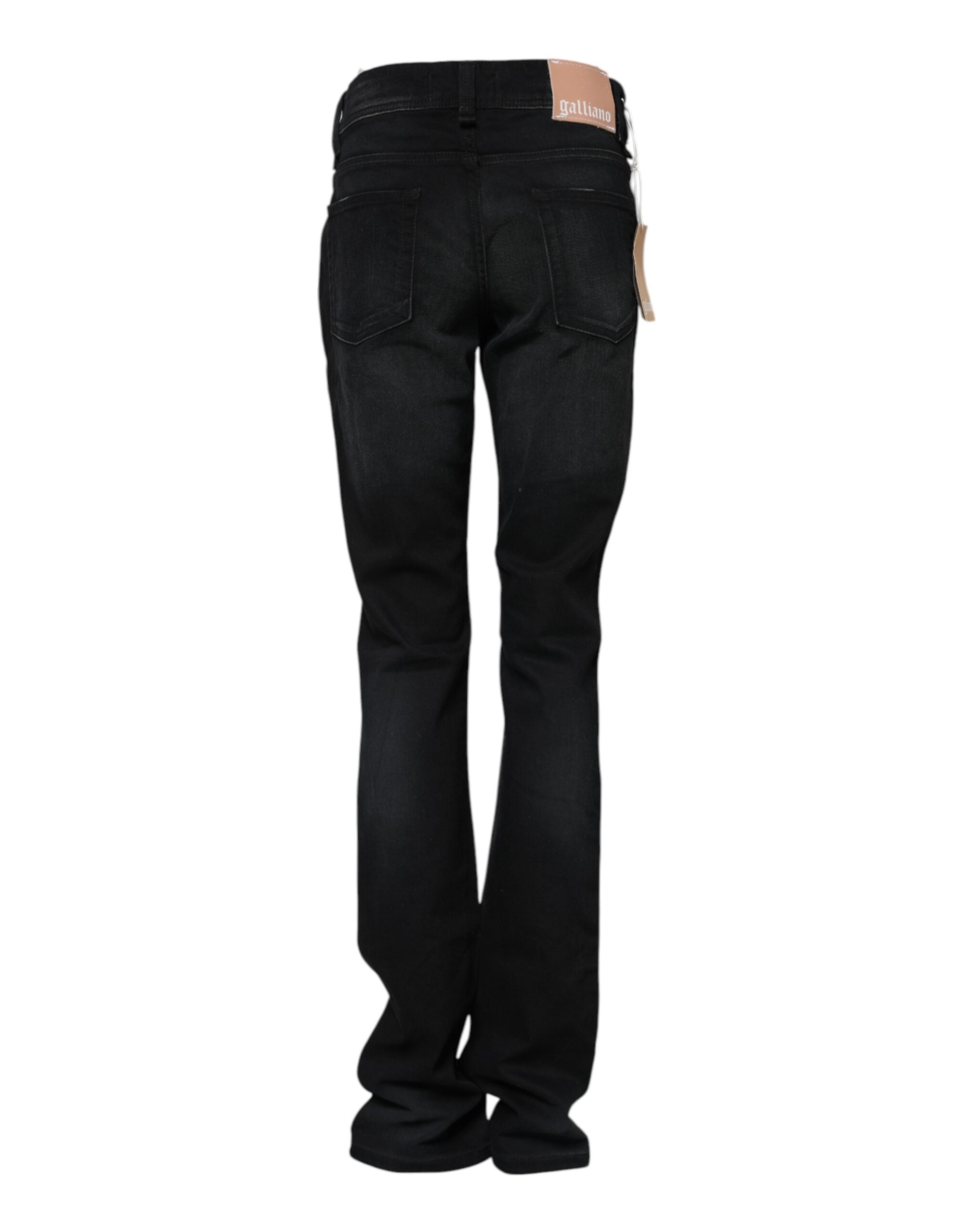 John Galliano Schwarze Baumwoll-Denim-Jeans mit mittlerer Taille und konischem Schnitt