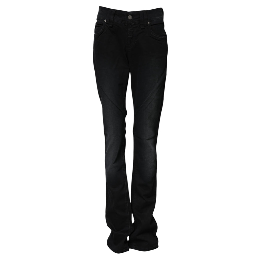 John Galliano Schwarze Baumwoll-Denim-Jeans mit mittlerer Taille und konischem Schnitt