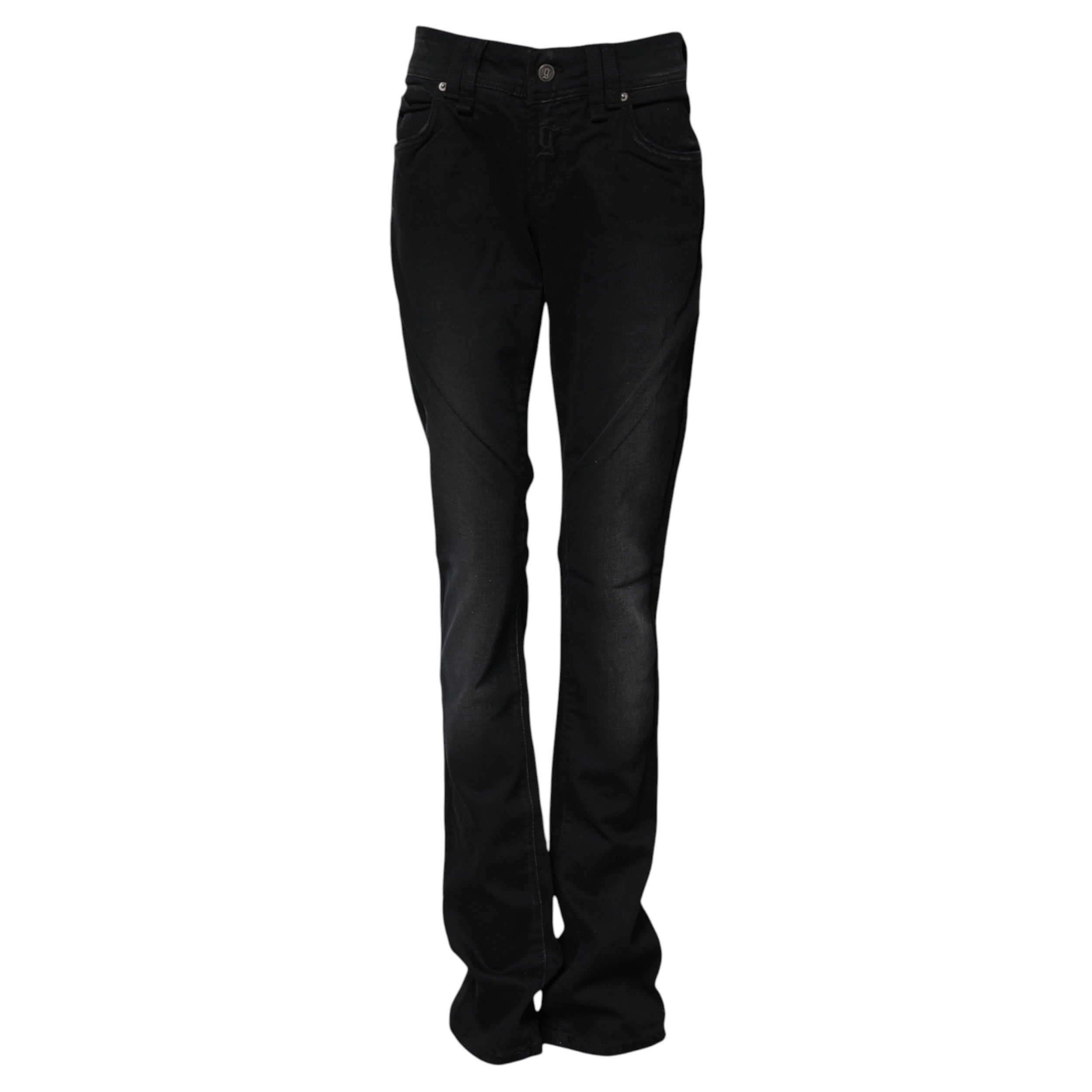 John Galliano Schwarze Baumwoll-Denim-Jeans mit mittlerer Taille und konischem Schnitt