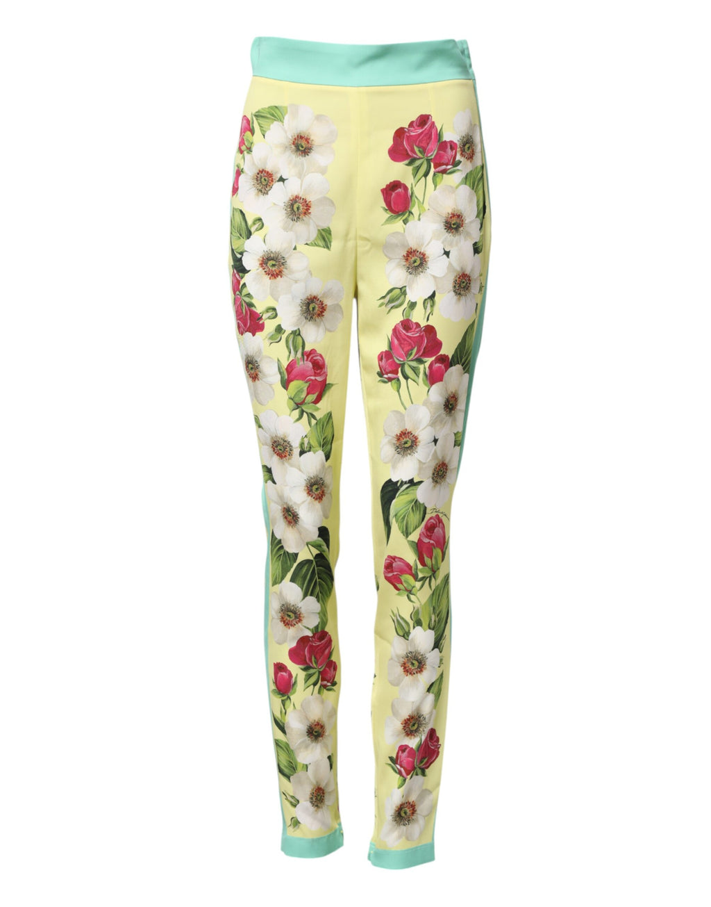 Dolce & Gabbana Gele Zijden Leggingsbroek met Bloemenprint