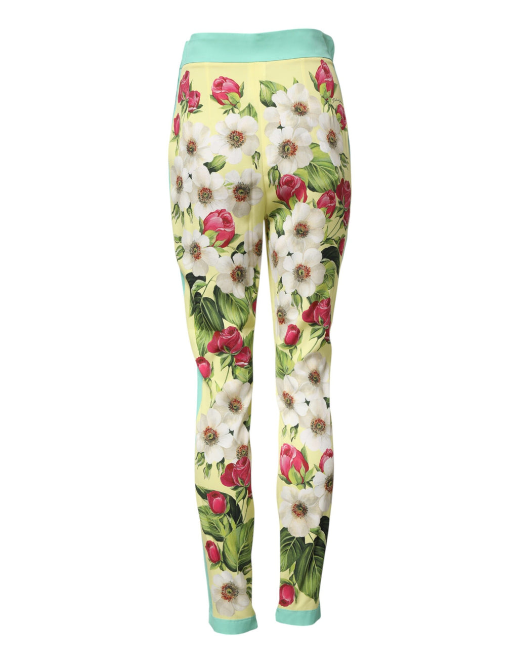 Dolce & Gabbana Gelbe Seidenblumen-Leggings-Hose