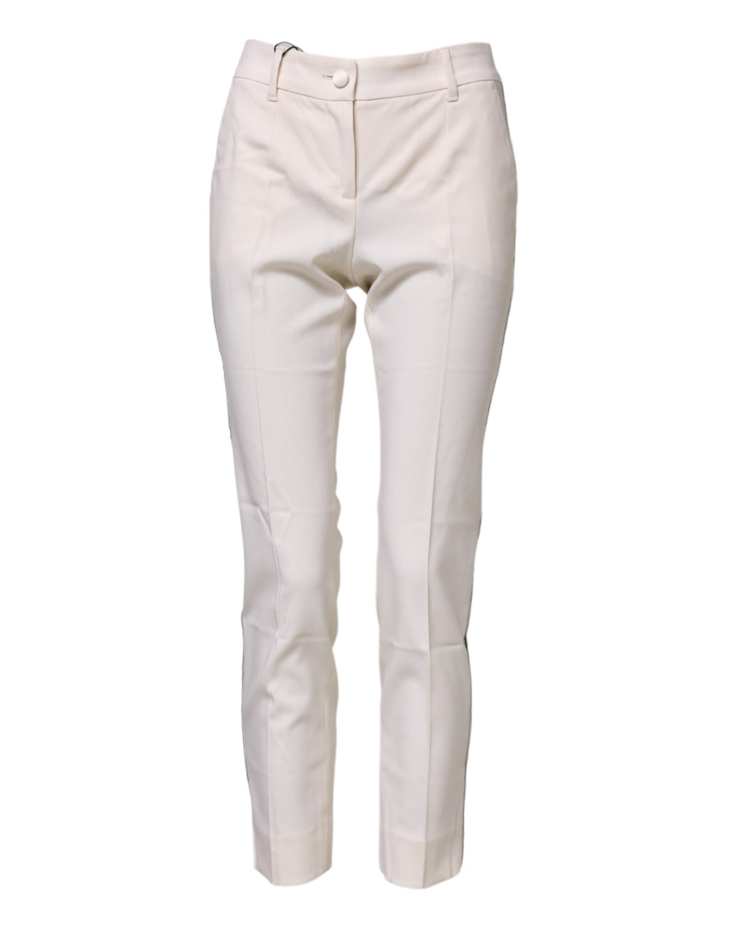 Dolce & Gabbana Weiße konisch zulaufende Hose aus Wolle mit hoher Taille
