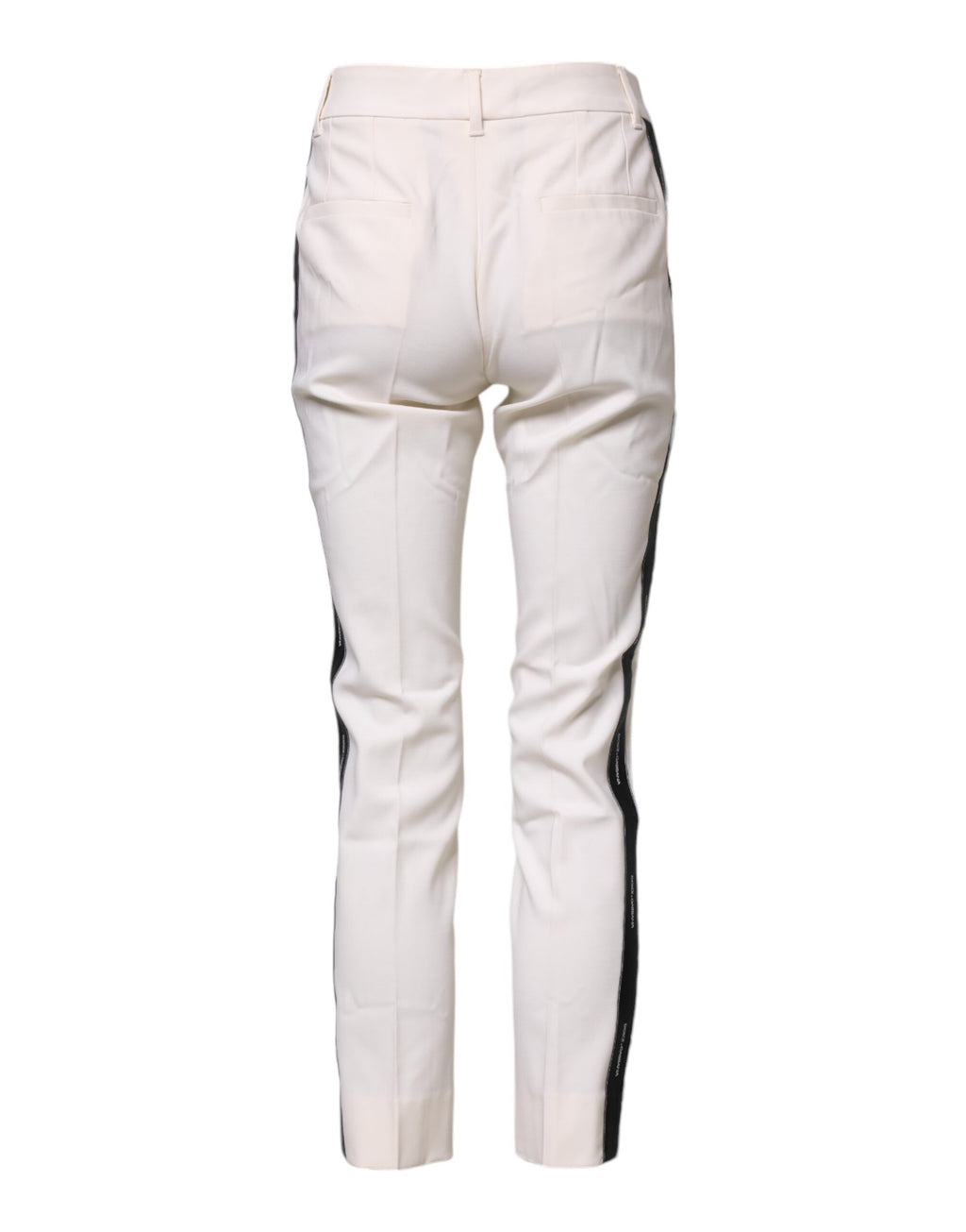 Dolce & Gabbana Weiße konisch zulaufende Hose aus Wolle mit hoher Taille