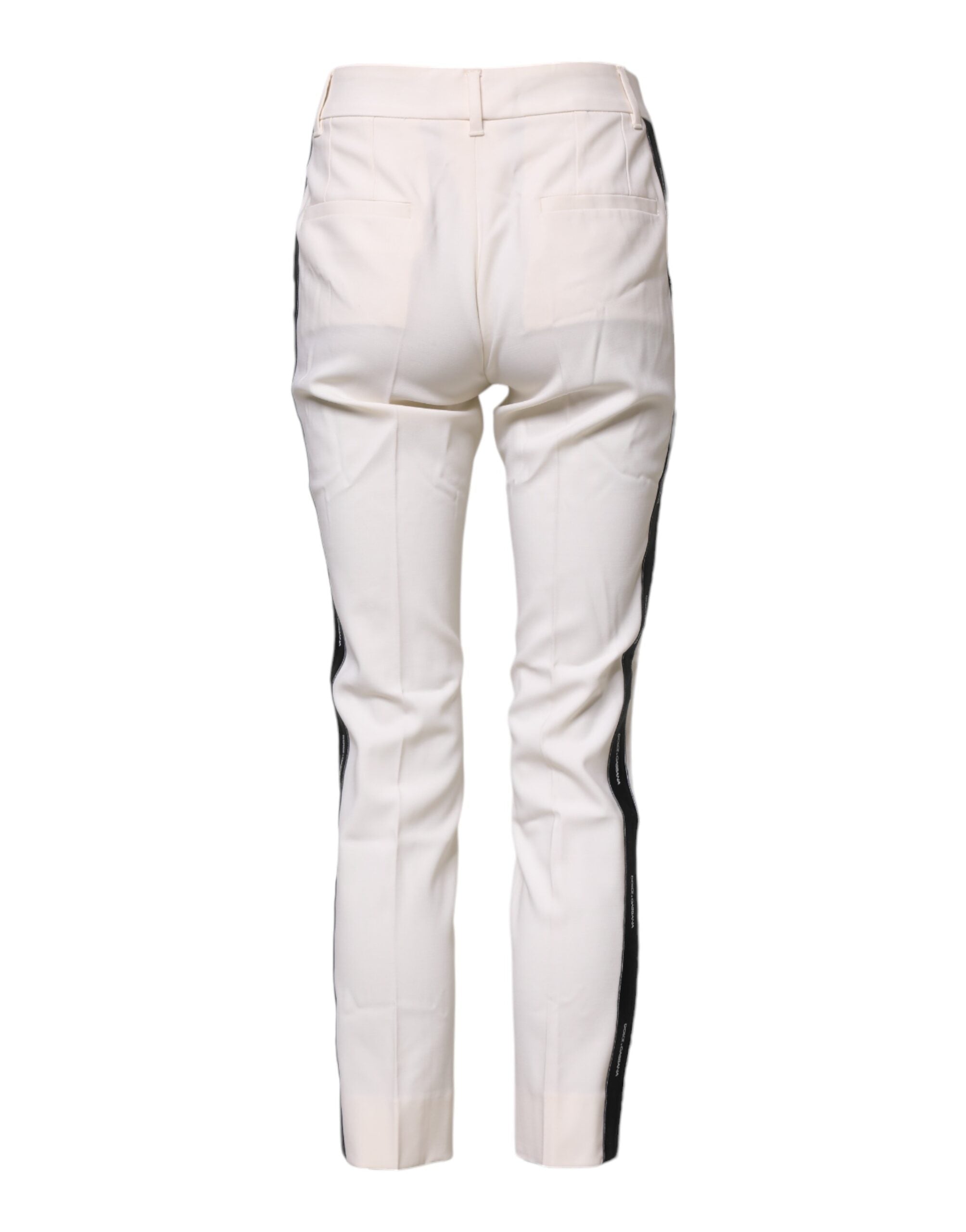 Dolce & Gabbana Weiße konisch zulaufende Hose aus Wolle mit hoher Taille