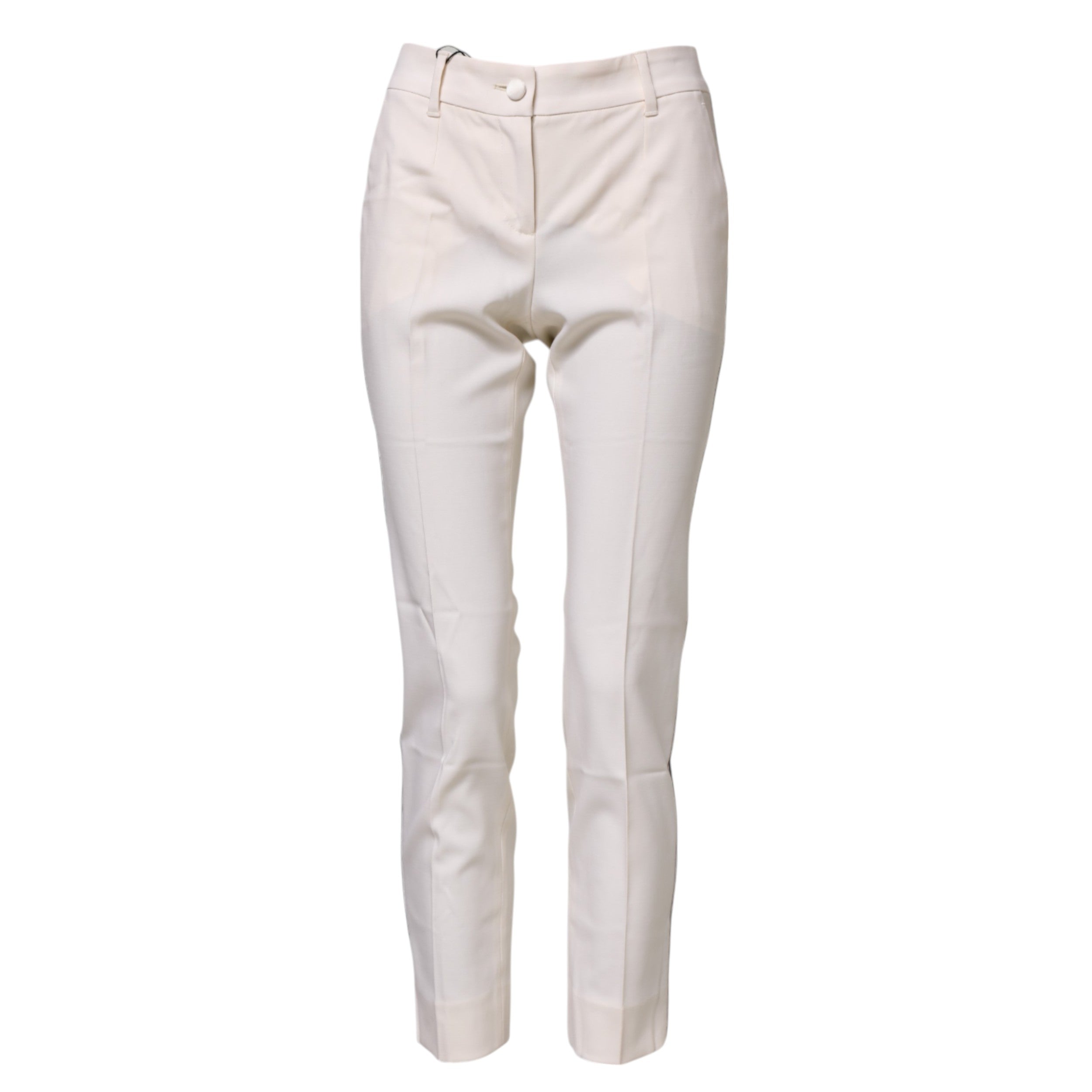 Dolce & Gabbana Weiße konisch zulaufende Hose aus Wolle mit hoher Taille