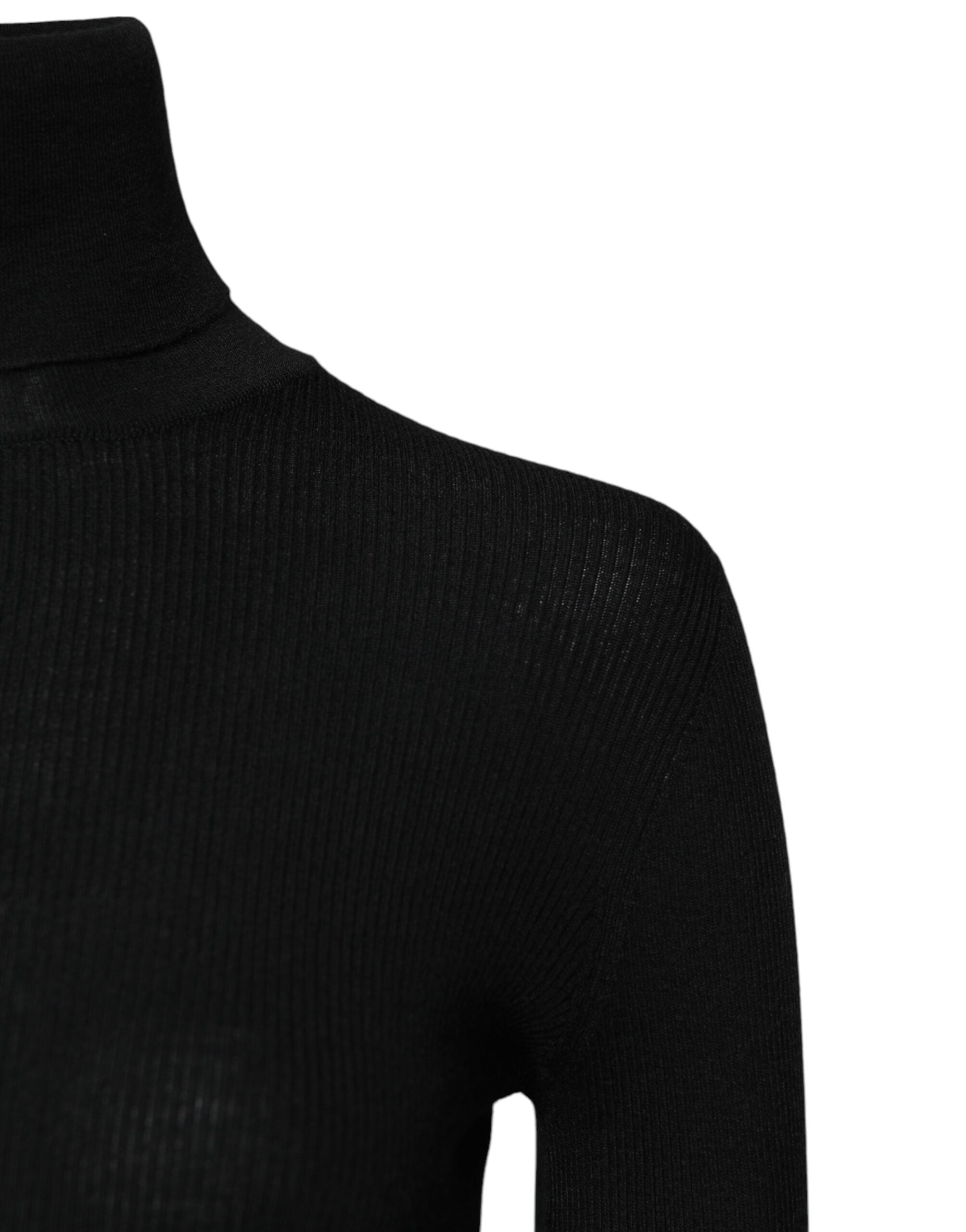 Dolce & Gabbana Schwarzes Kaschmir-Rollkragen-Strickblusentop