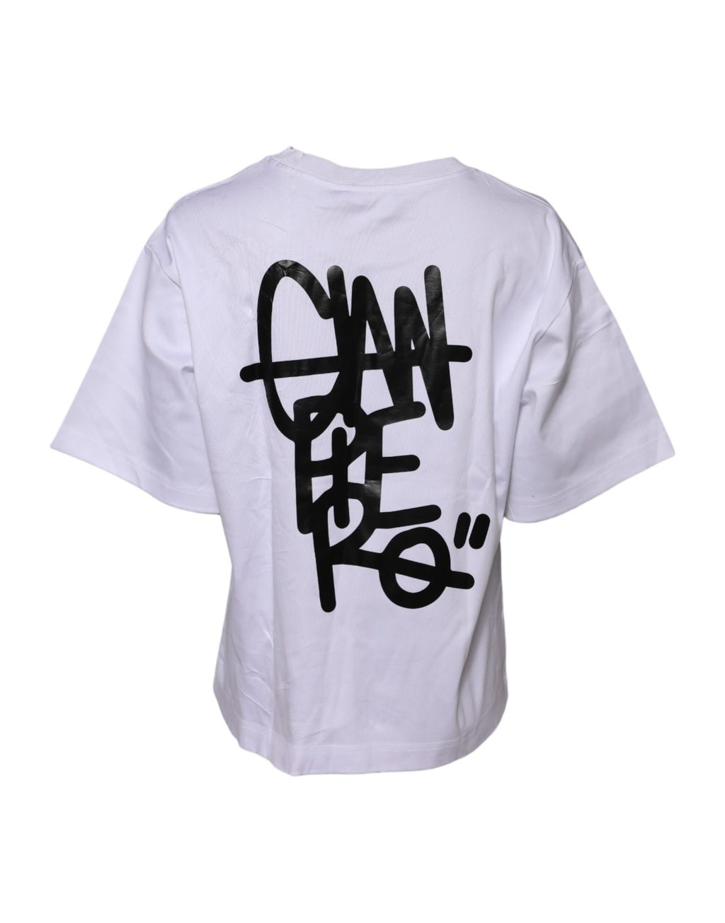 Dolce & Gabbana Weißes T-Shirt mit Rundhalsausschnitt und Grafikdruck aus Baumwolle