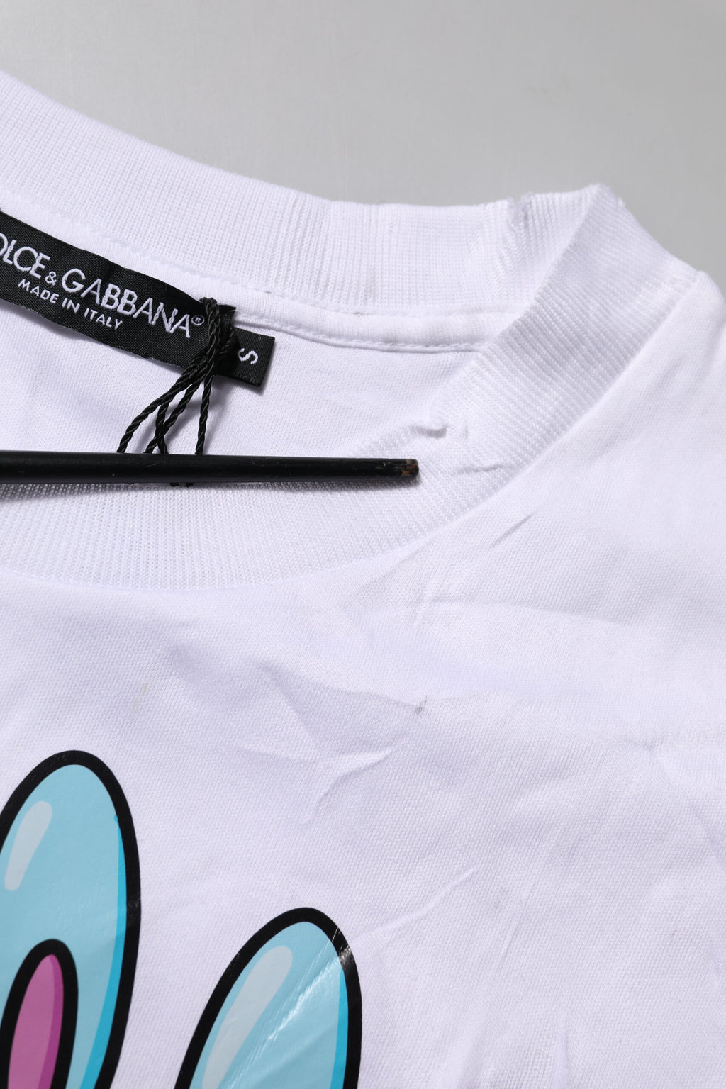 Dolce & Gabbana Weißes T-Shirt mit Rundhalsausschnitt und Grafikdruck aus Baumwolle