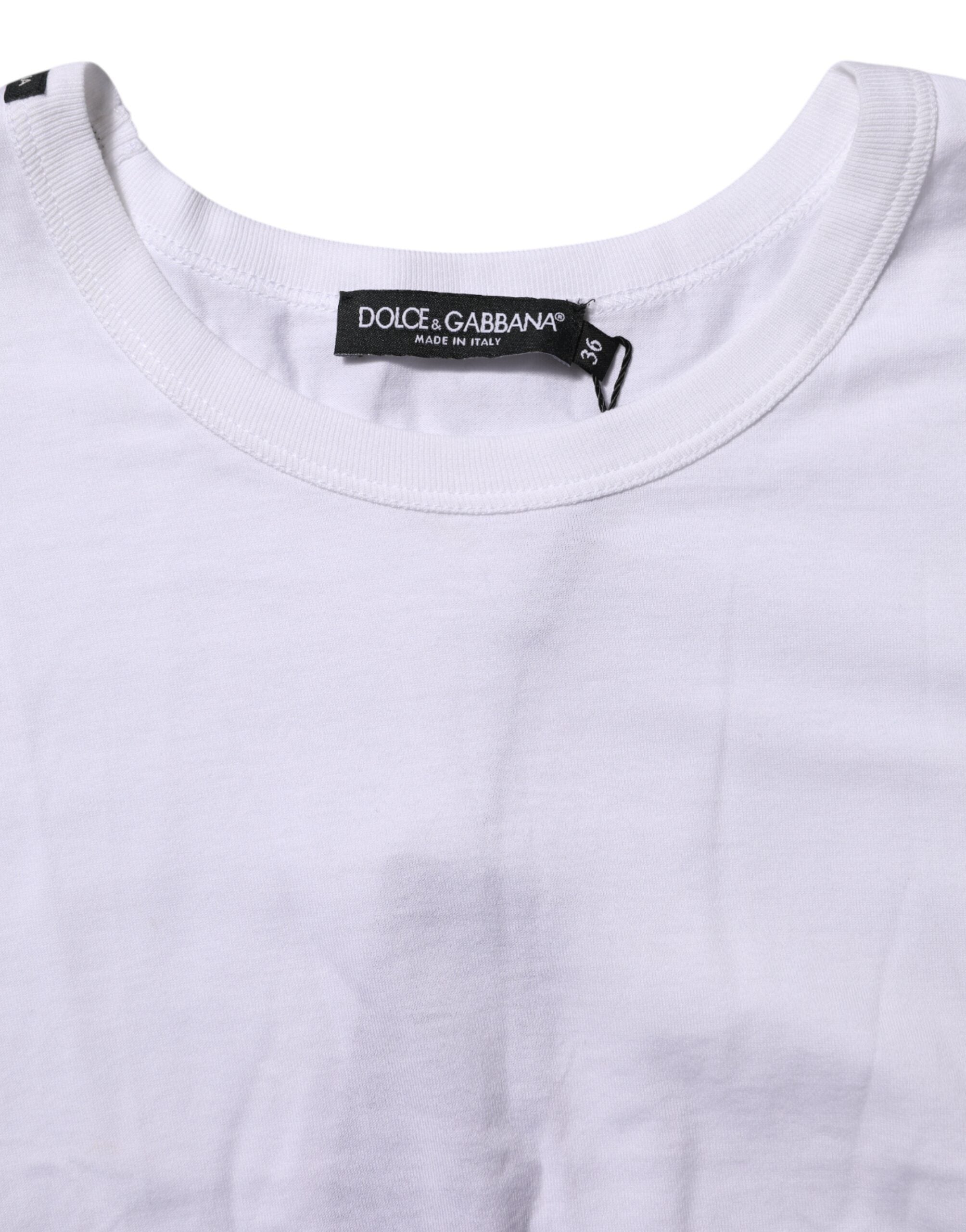 Dolce & Gabbana Weißes Baumwoll-T-Shirt mit kurzen Ärmeln
