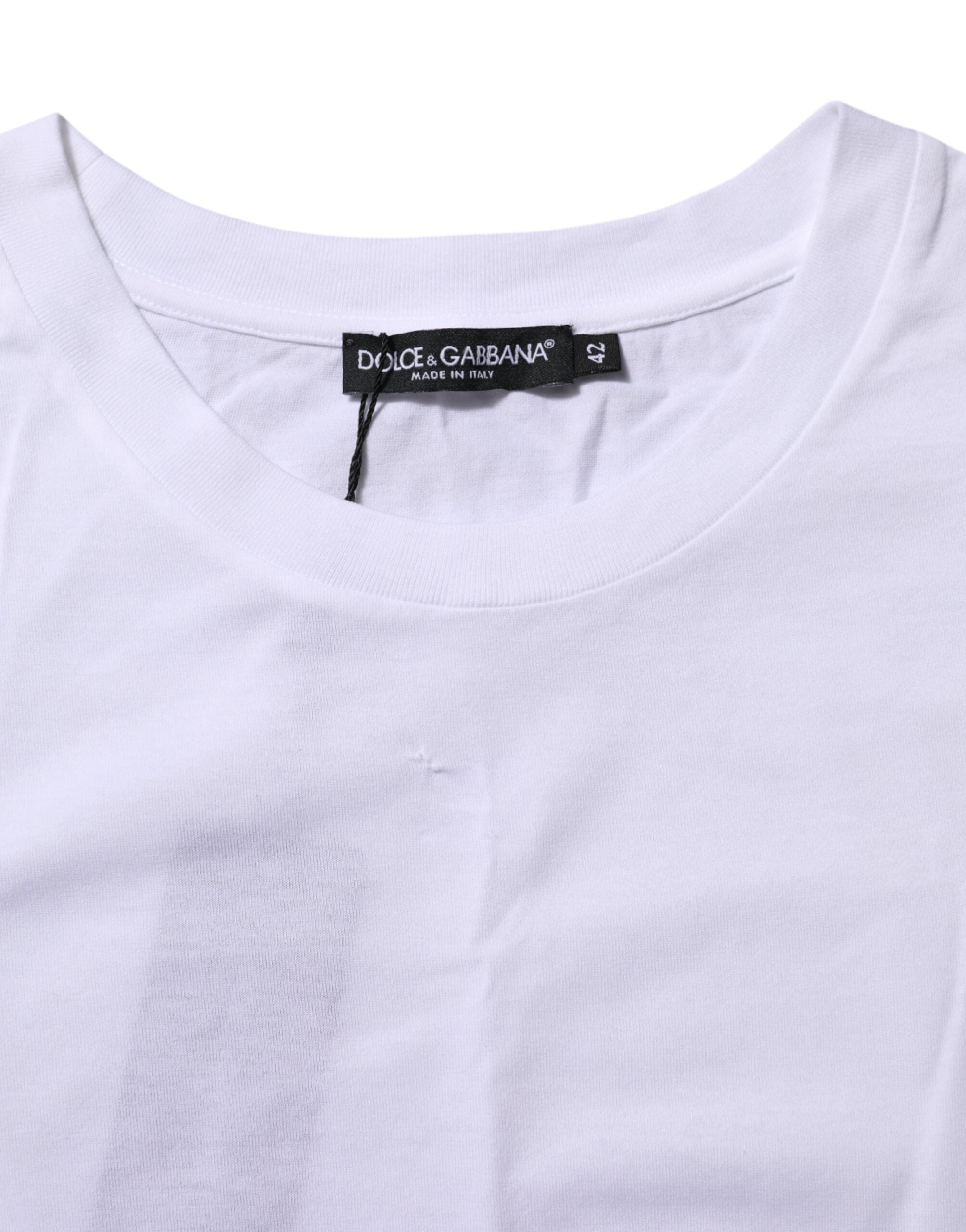 Dolce & Gabbana Weißes Baumwoll-T-Shirt mit Rundhalsausschnitt und kurzen Ärmeln