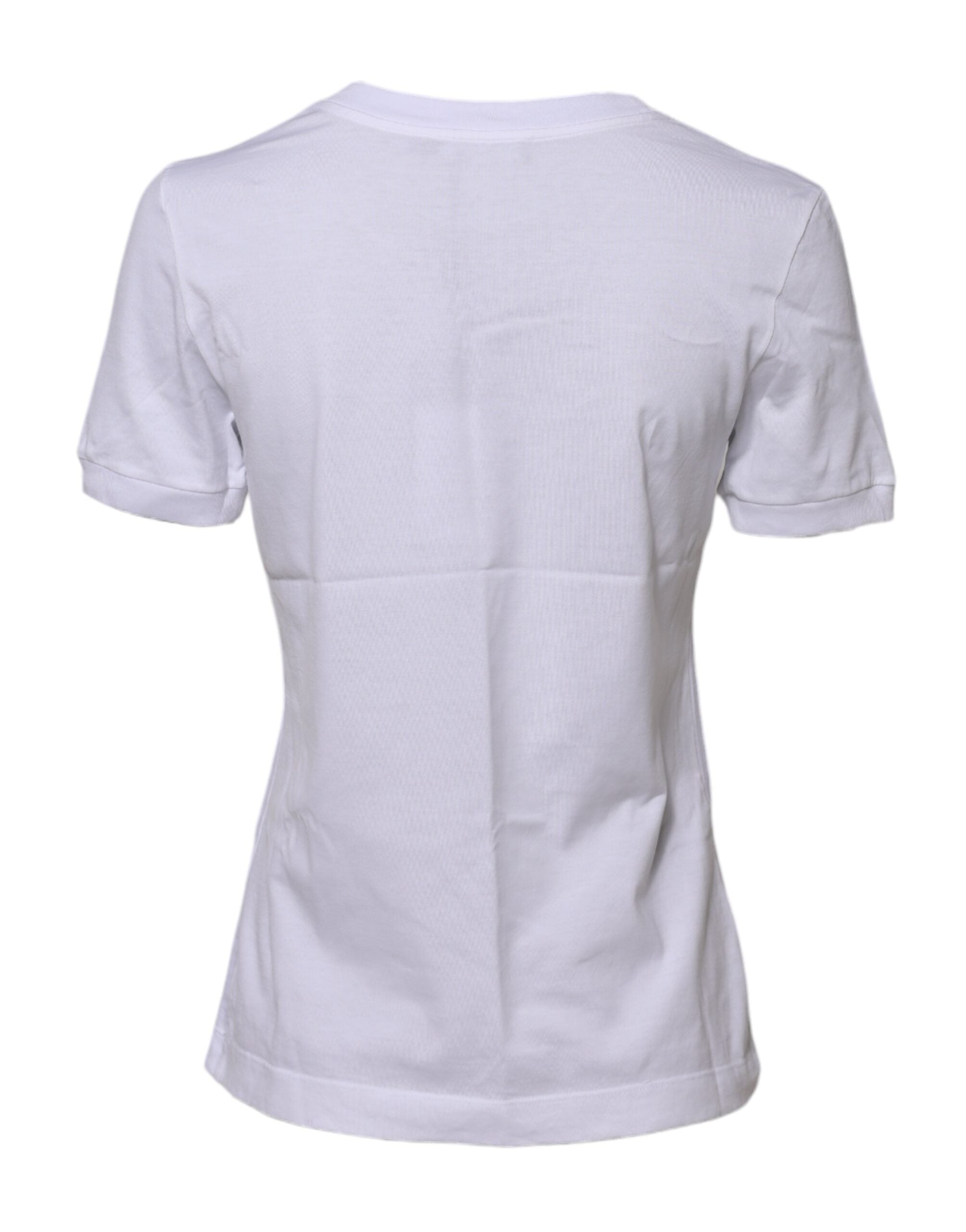 Dolce & Gabbana Weißes Baumwoll-T-Shirt mit Rundhalsausschnitt und kurzen Ärmeln