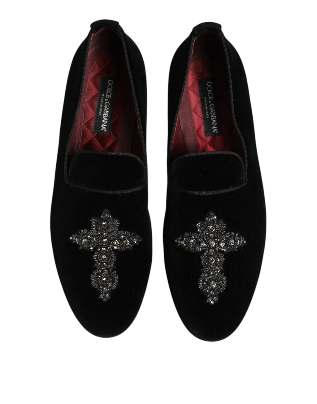 Dolce & Gabbana Schwarze Samt-Kristallkronen-Schuhe für formelle Anlässe
