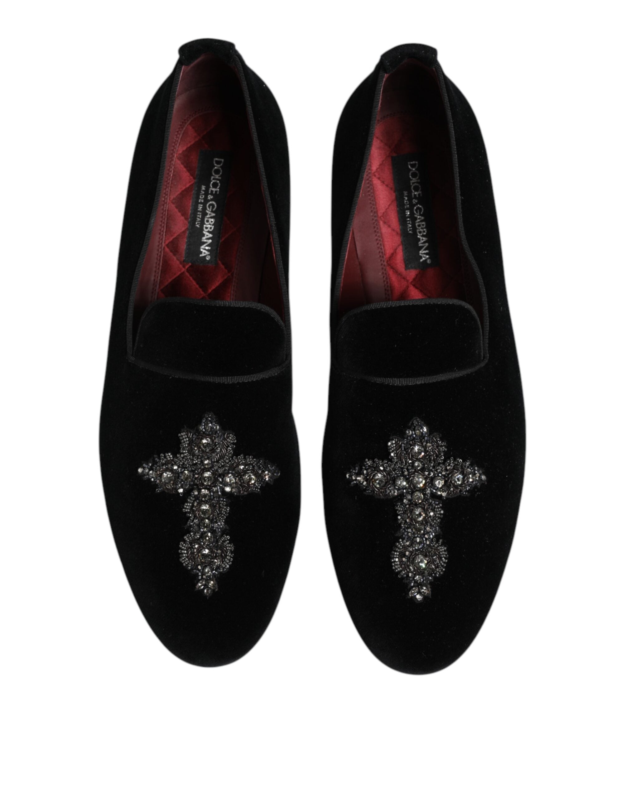 Dolce & Gabbana Schwarze Samt-Kristallkronen-Schuhe für formelle Anlässe