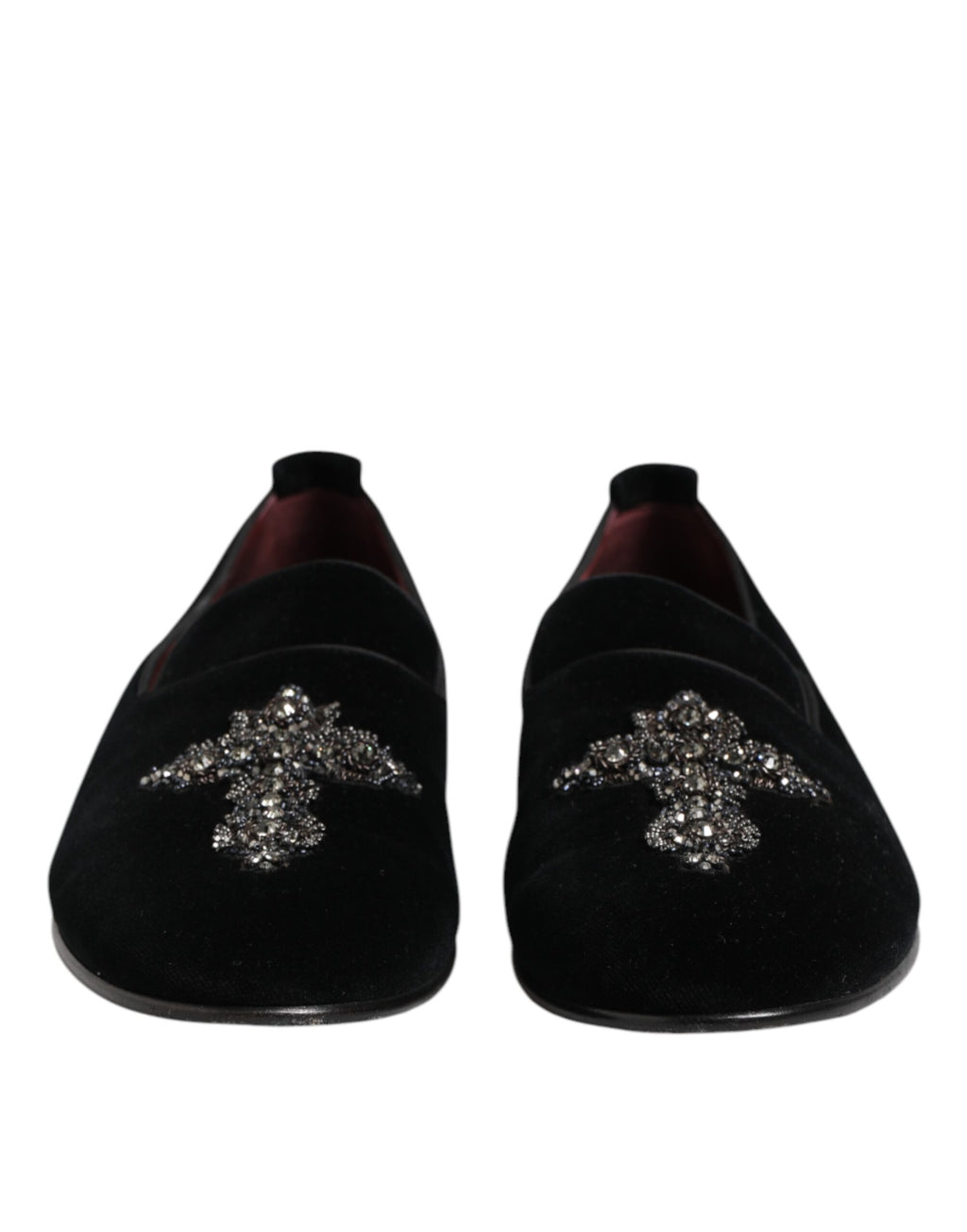 Dolce & Gabbana Schwarze Samt-Kristallkronen-Schuhe für formelle Anlässe