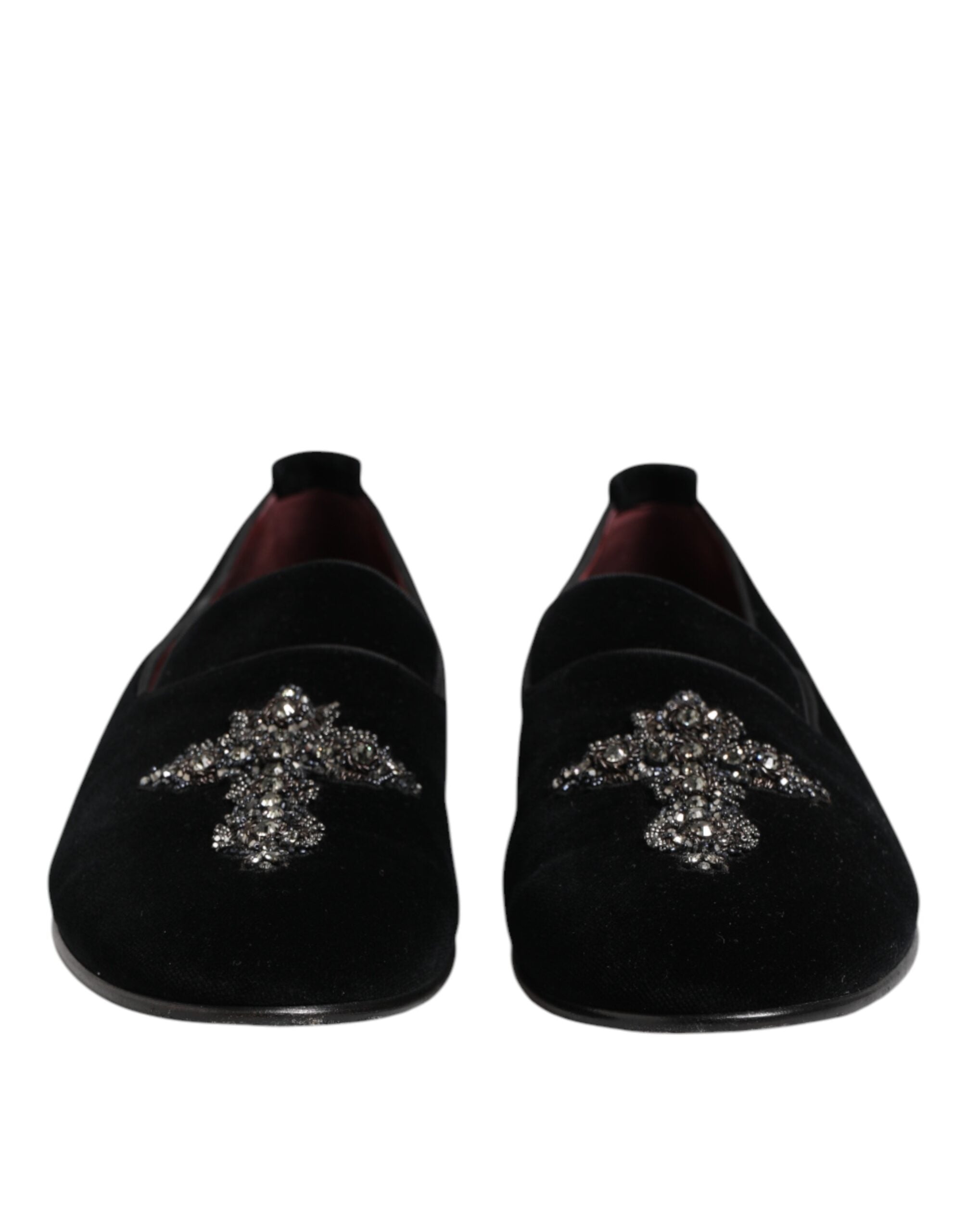 Dolce & Gabbana Schwarze Samt-Kristallkronen-Schuhe für formelle Anlässe