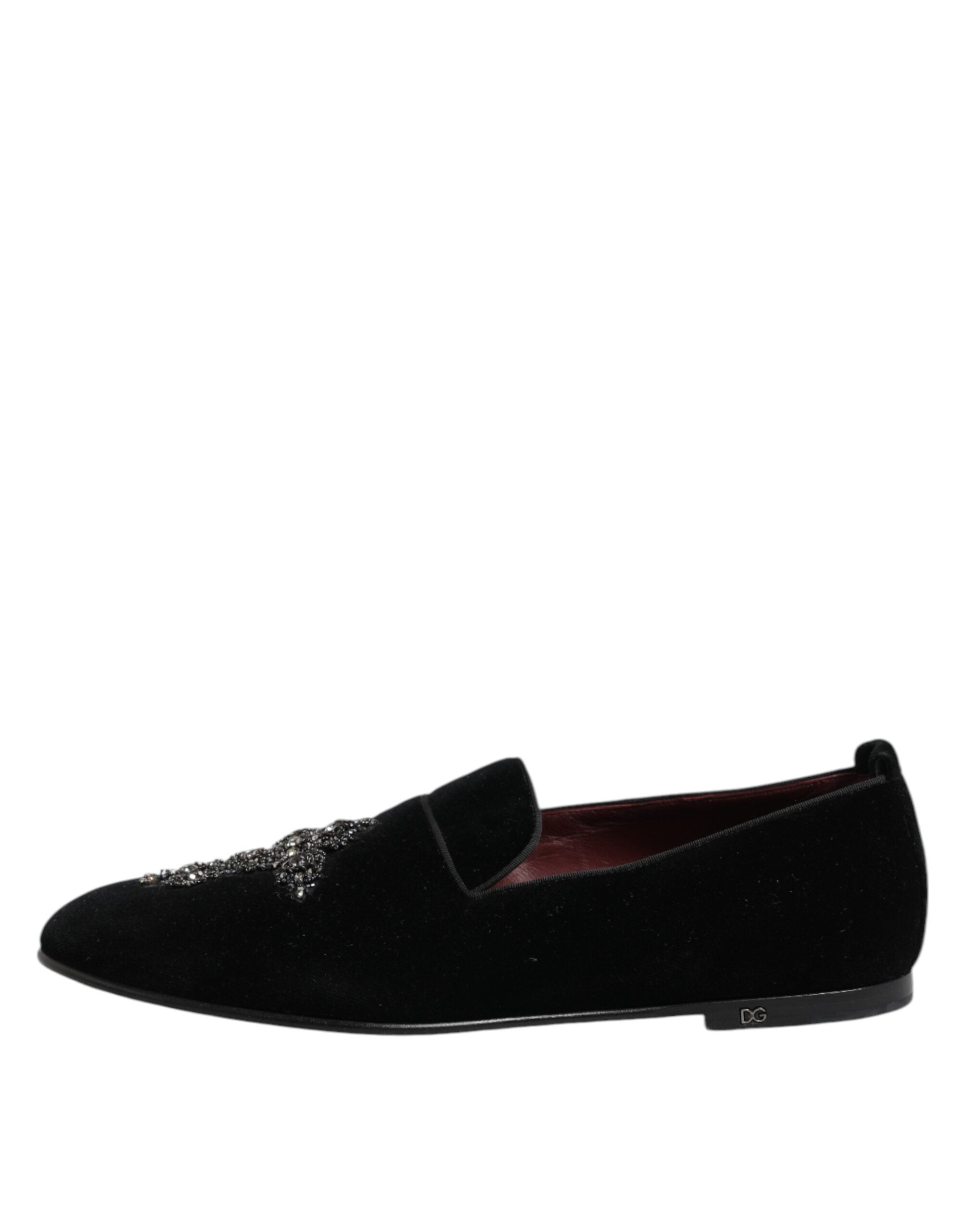 Dolce & Gabbana Schwarze Samt-Kristallkronen-Schuhe für formelle Anlässe