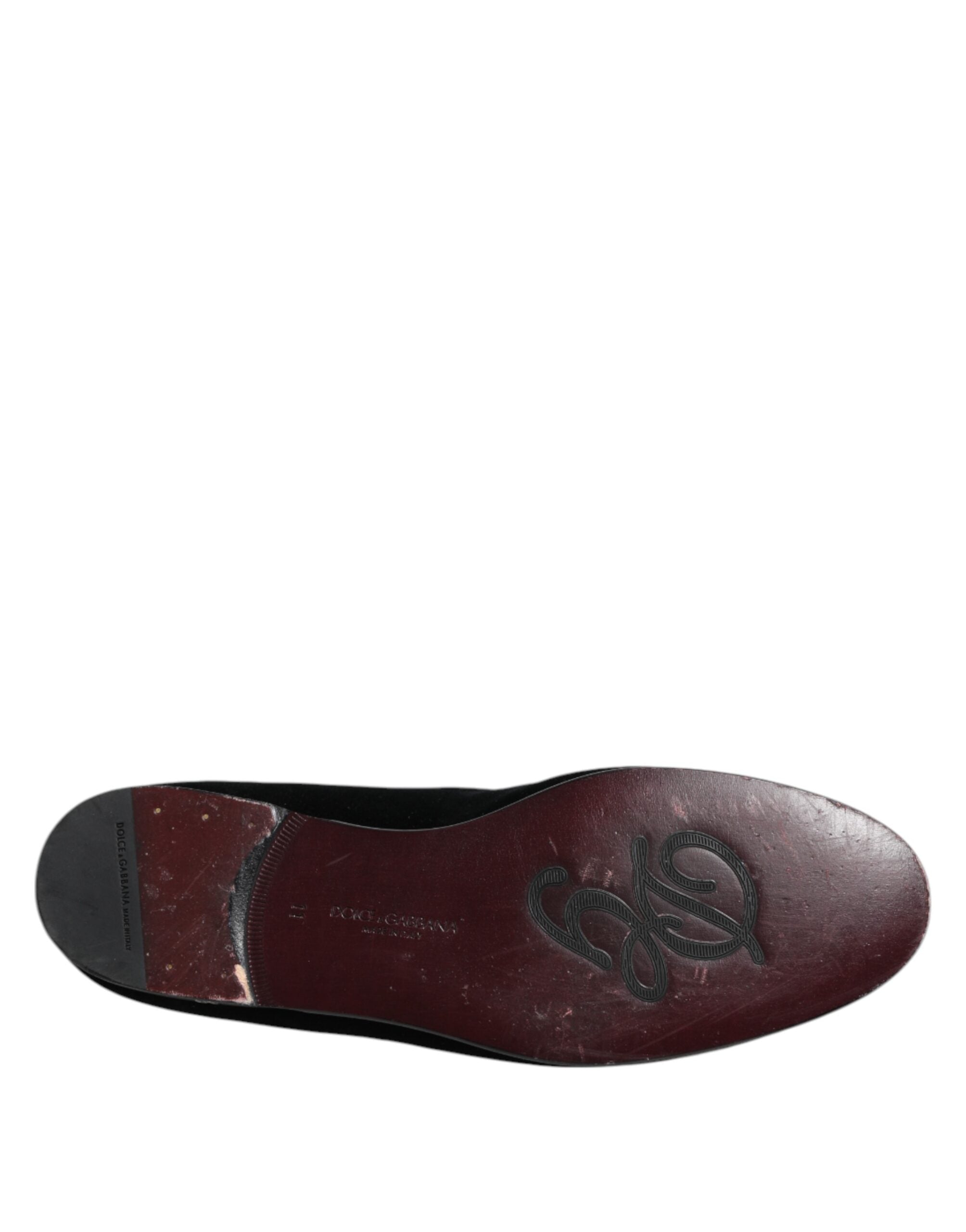 Dolce & Gabbana Schwarze Samt-Kristallkronen-Schuhe für formelle Anlässe