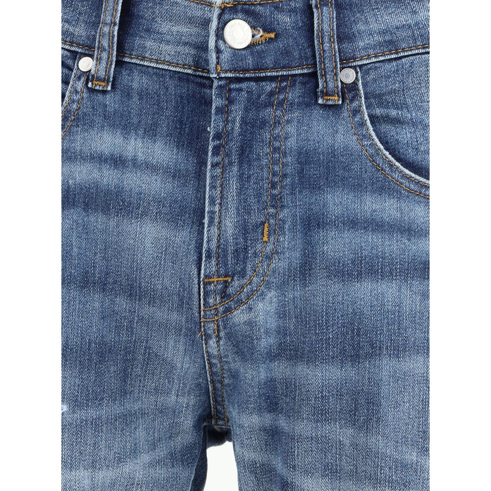 7FOR Gerade geschnittene Jeans aus blauem Baumwollstoff