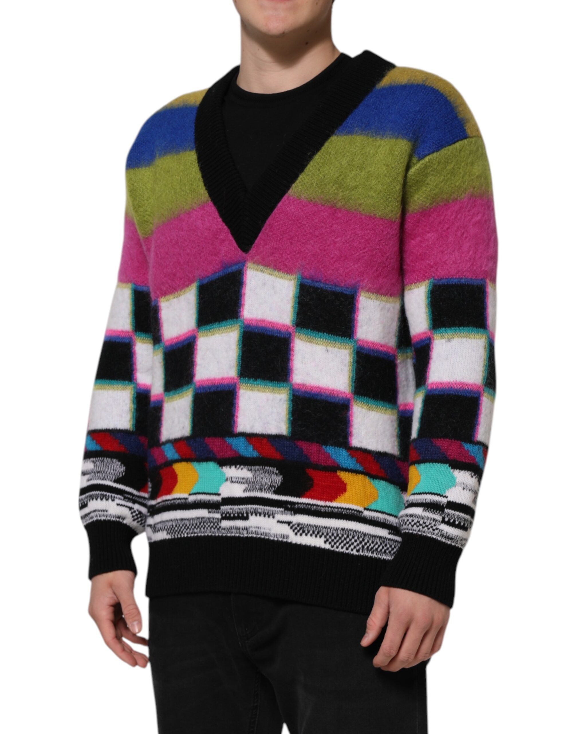 Dolce & Gabbana Multicolor Glitch Design Pullover Pullover