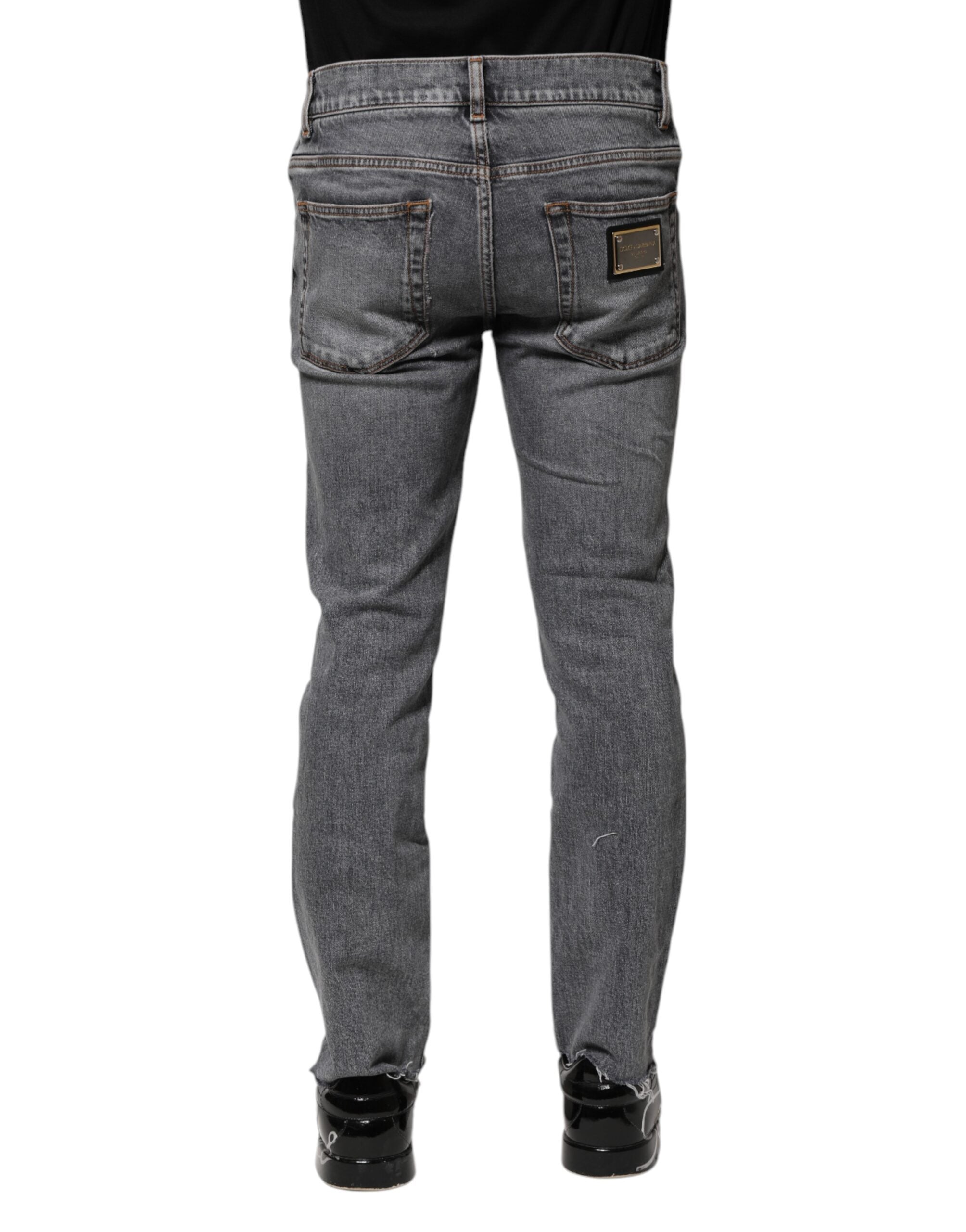 Dolce & Gabbana Graue Baumwolle Skinny Männer Denim Hosen Jeans