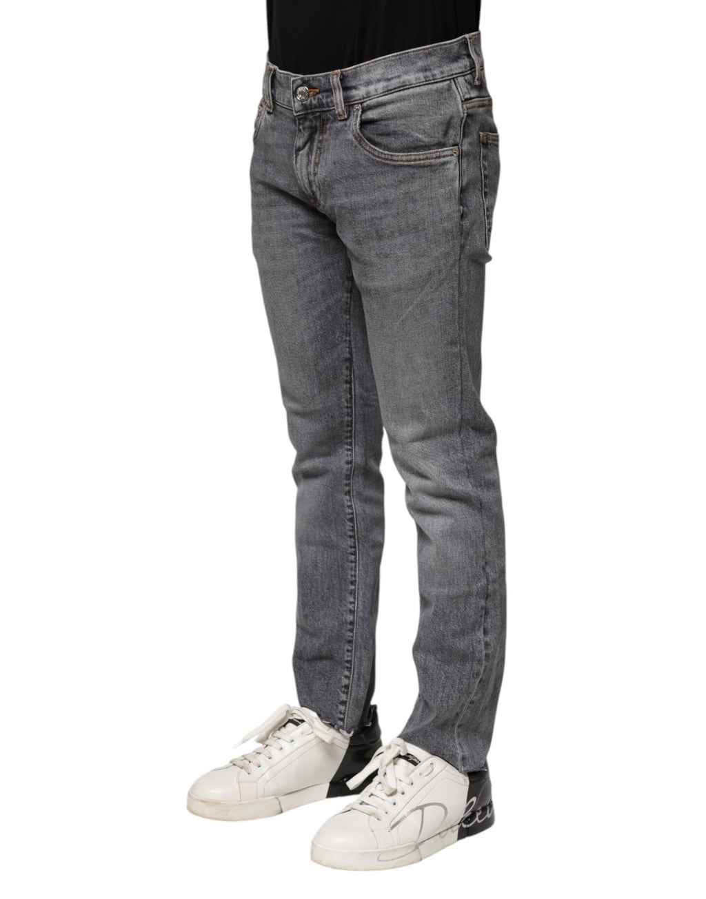 Dolce & Gabbana Graue Skinny Denim-Hosenjeans aus Baumwolle