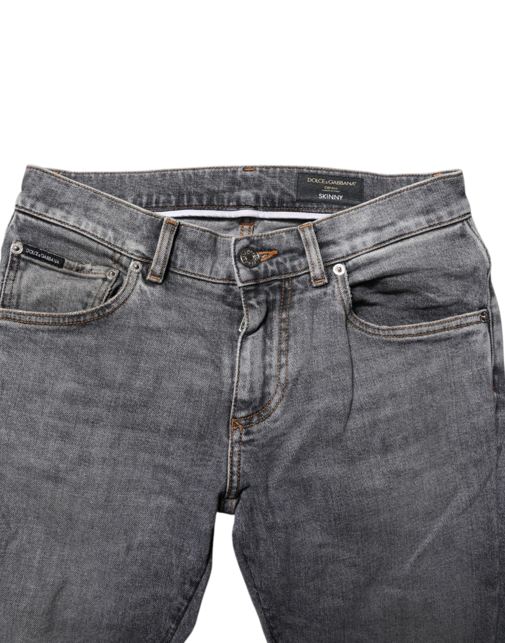 Dolce & Gabbana Graue Skinny Denim-Hosenjeans aus Baumwolle