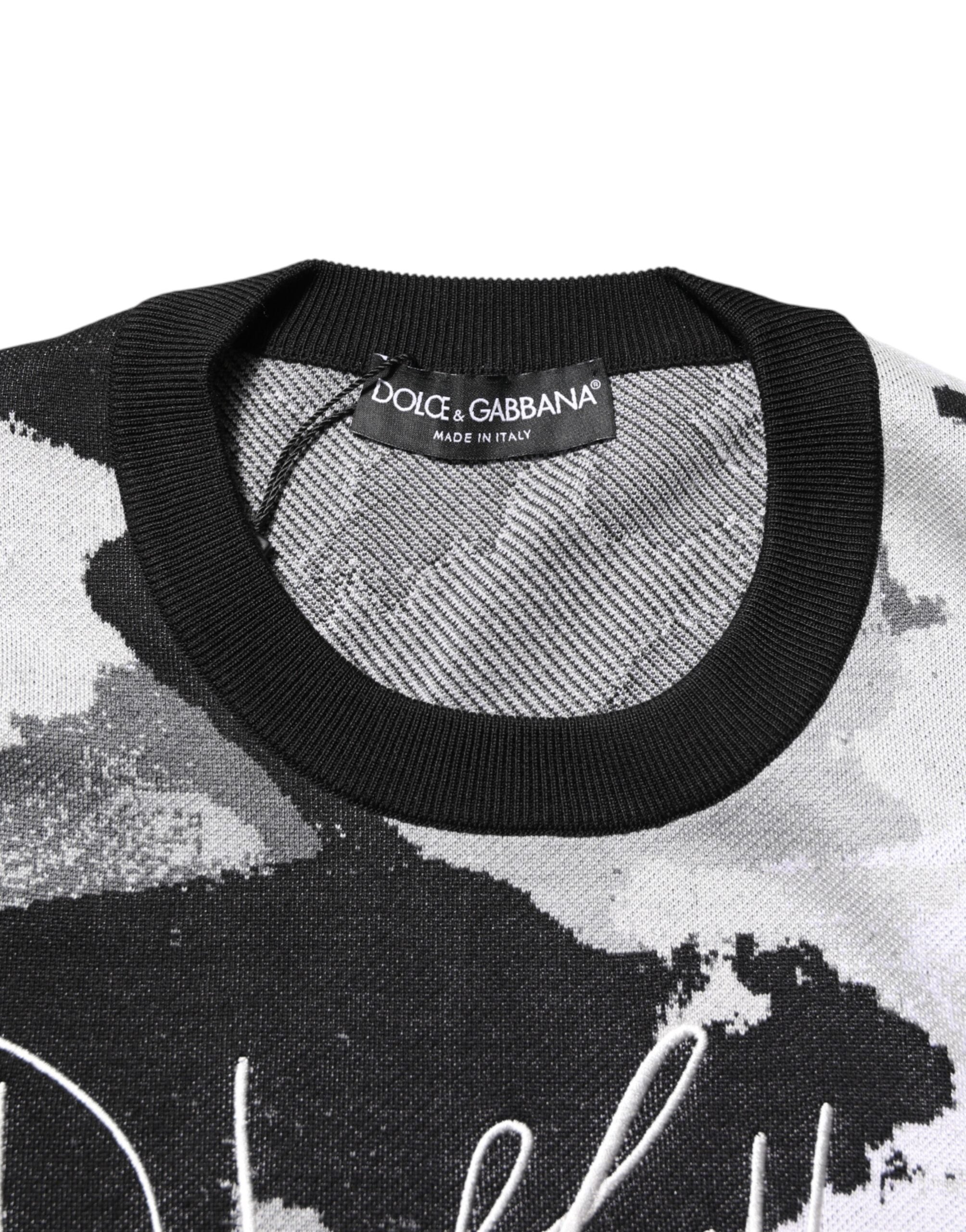 Dolce & Gabbana Mehrfarbiger Pullover aus Seide mit Camouflagemuster