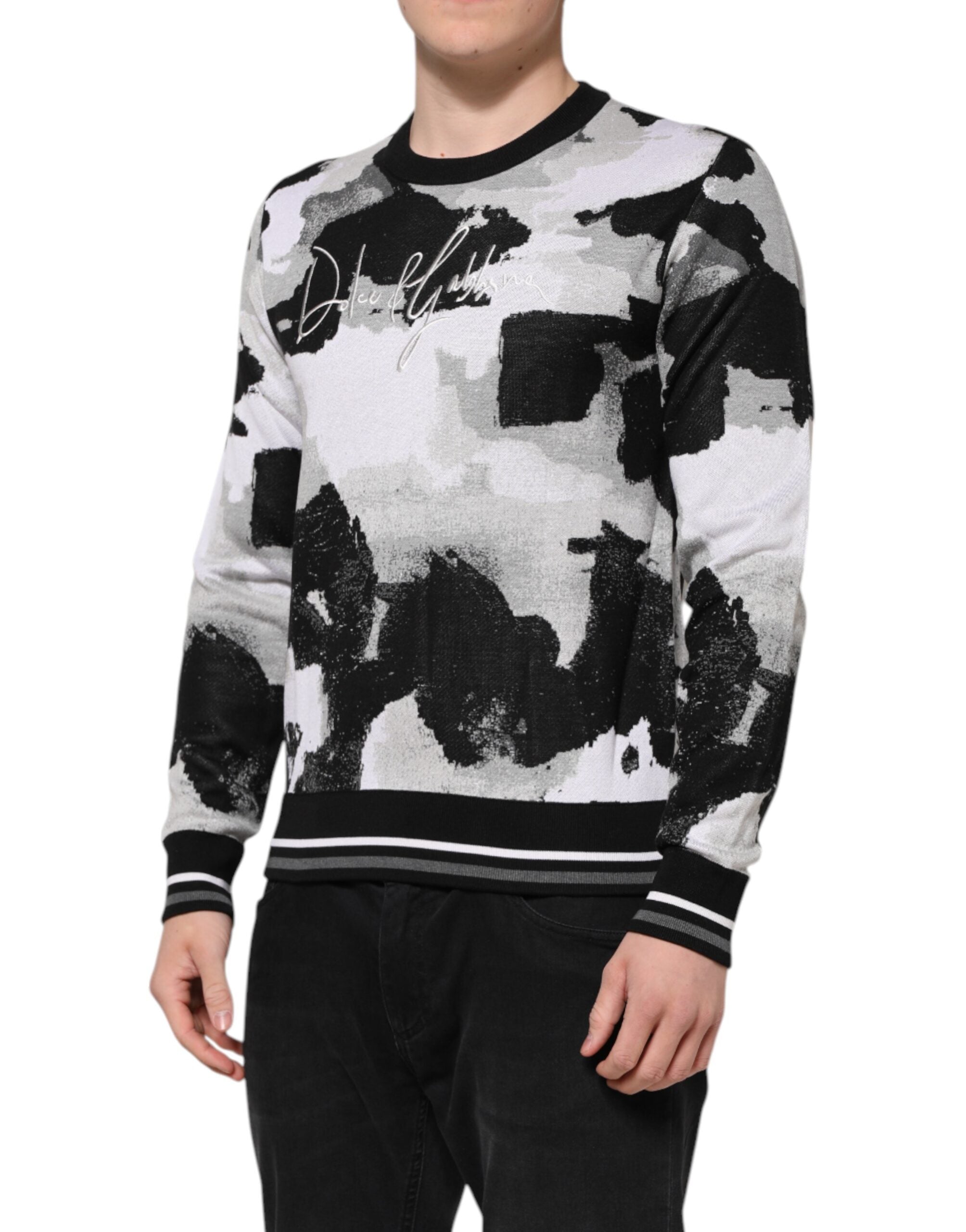 Dolce & Gabbana Mehrfarbiger Pullover aus Seide mit Camouflagemuster