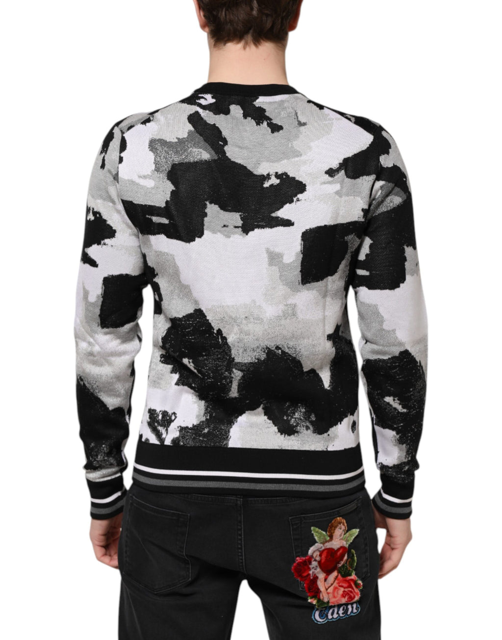 Dolce & Gabbana Mehrfarbiger Pullover aus Seide mit Camouflagemuster